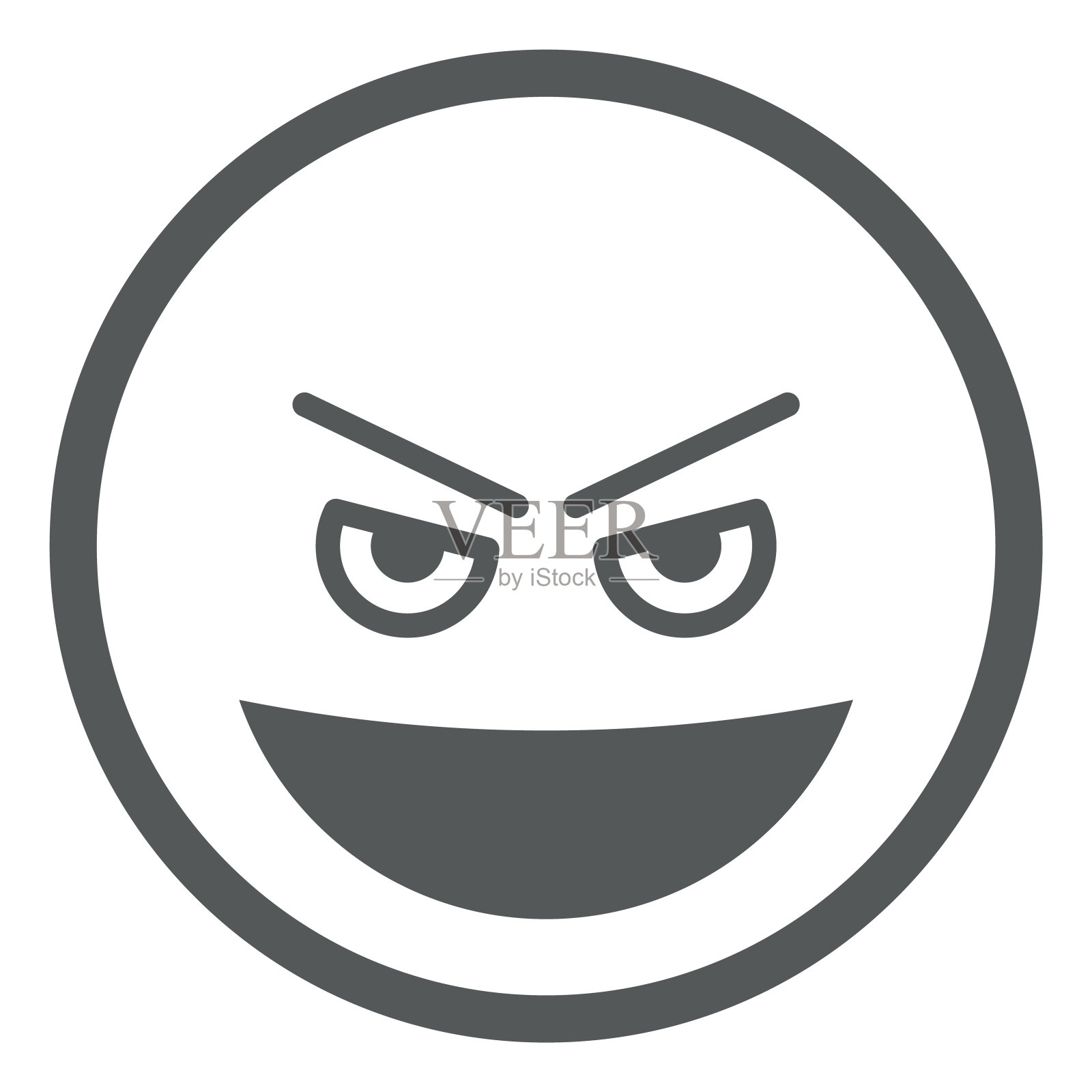 邪恶的笑脸图标。邪恶的微笑emoji插画图片素材