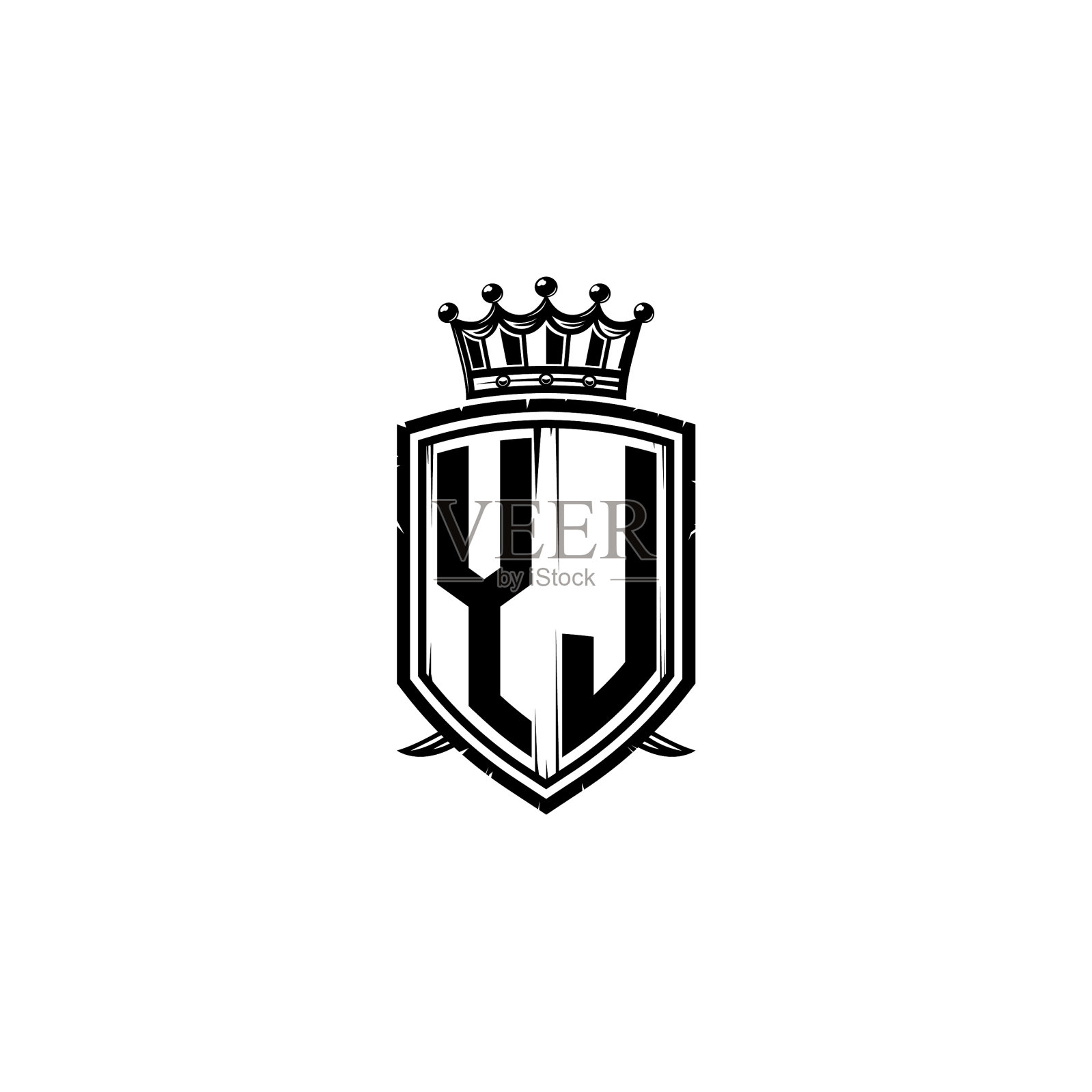Yl标志字母交织盾皇冠奢华设计插画图片素材