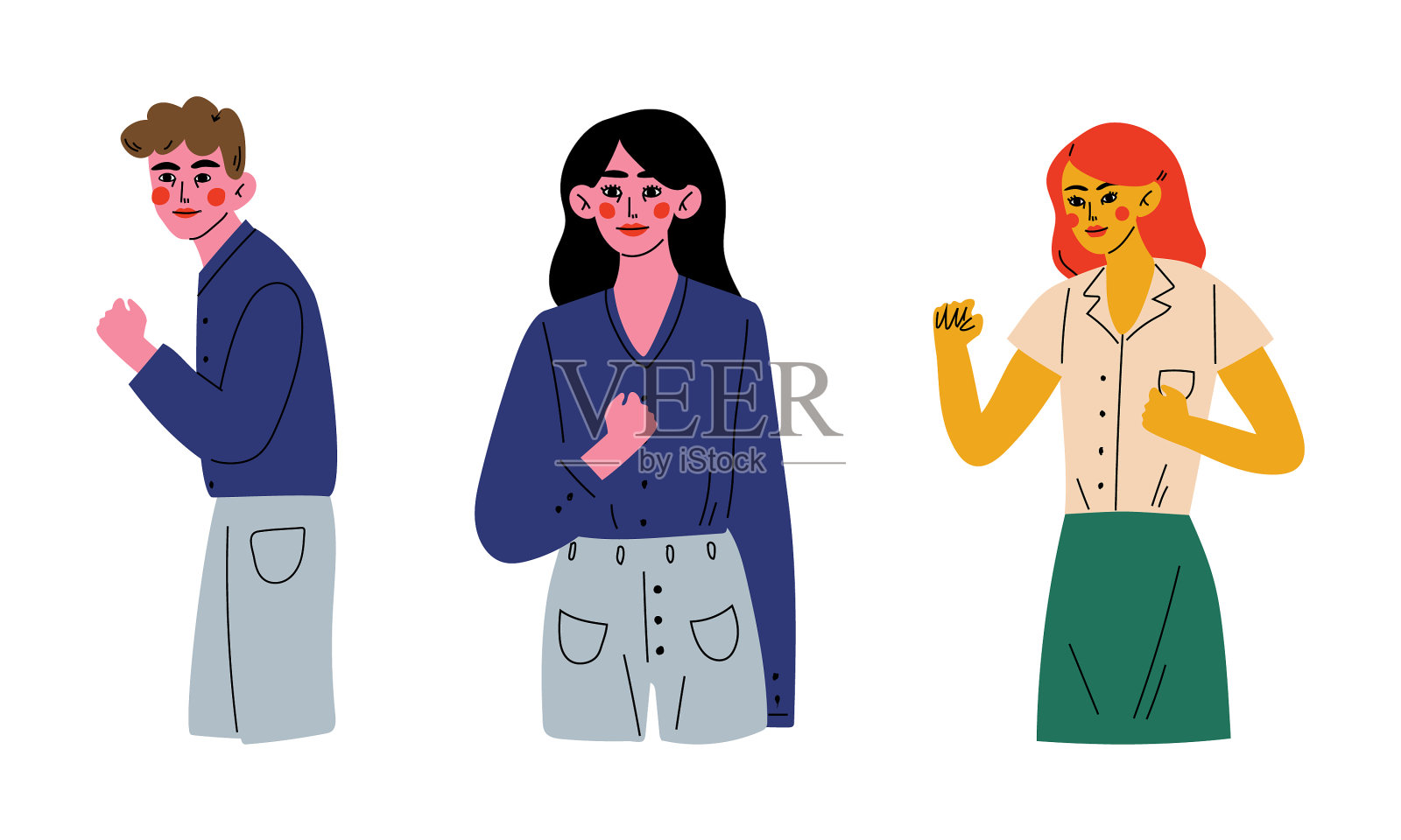 男性和女性握紧拳头作为手设计元素图片