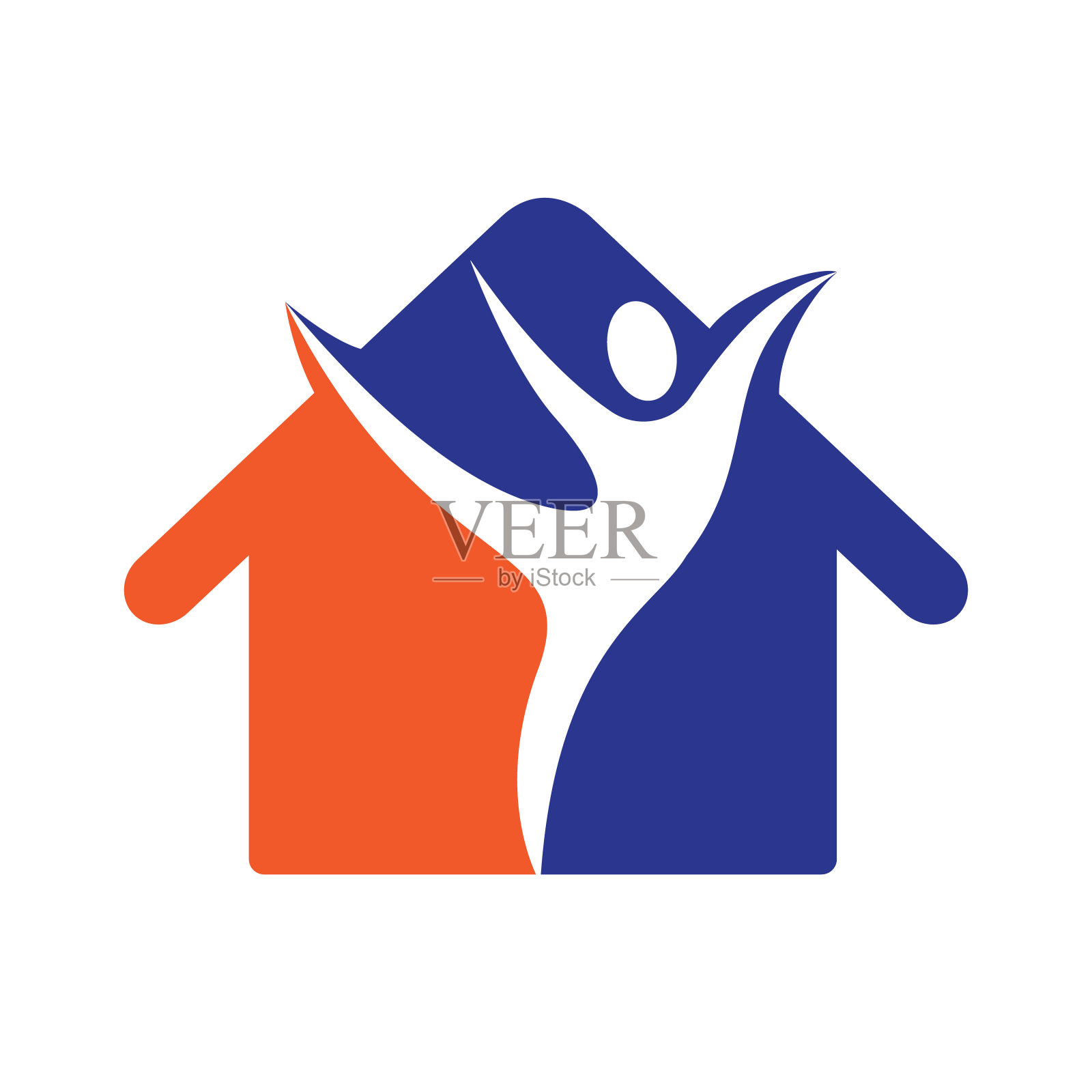 家用快乐向量人体标志设计。慈善，帮助和支持组织向量设计。插画图片素材