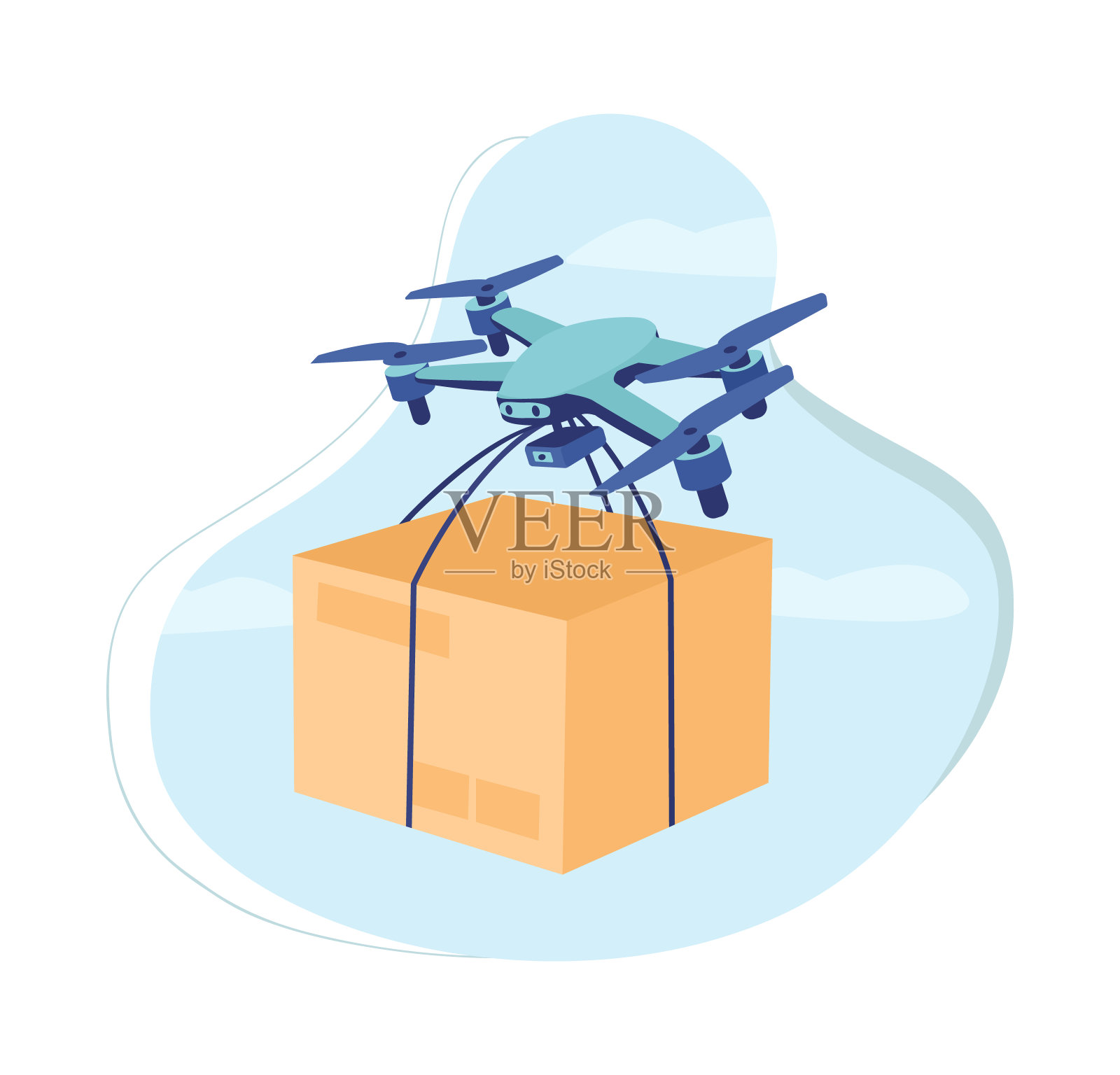 无人机交付2D矢量孤立插图插画图片素材
