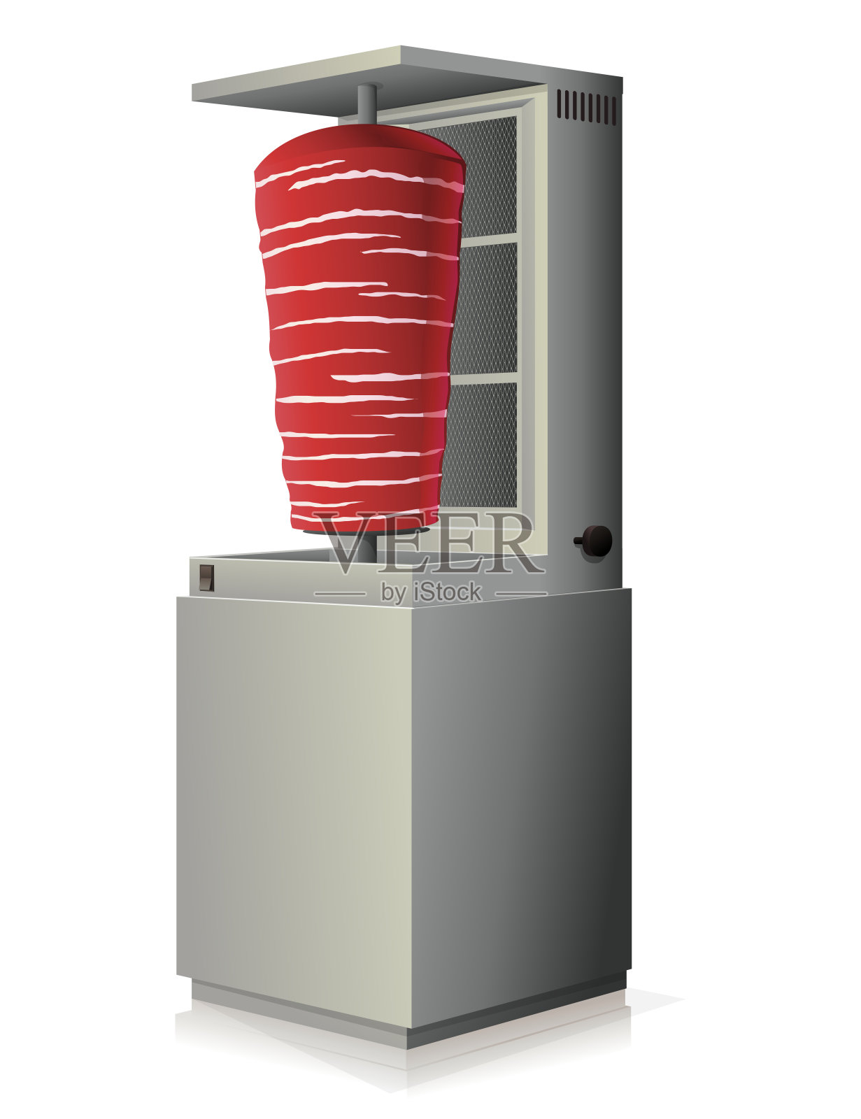 烤肉机在烹饪前用一串生肉插画图片素材