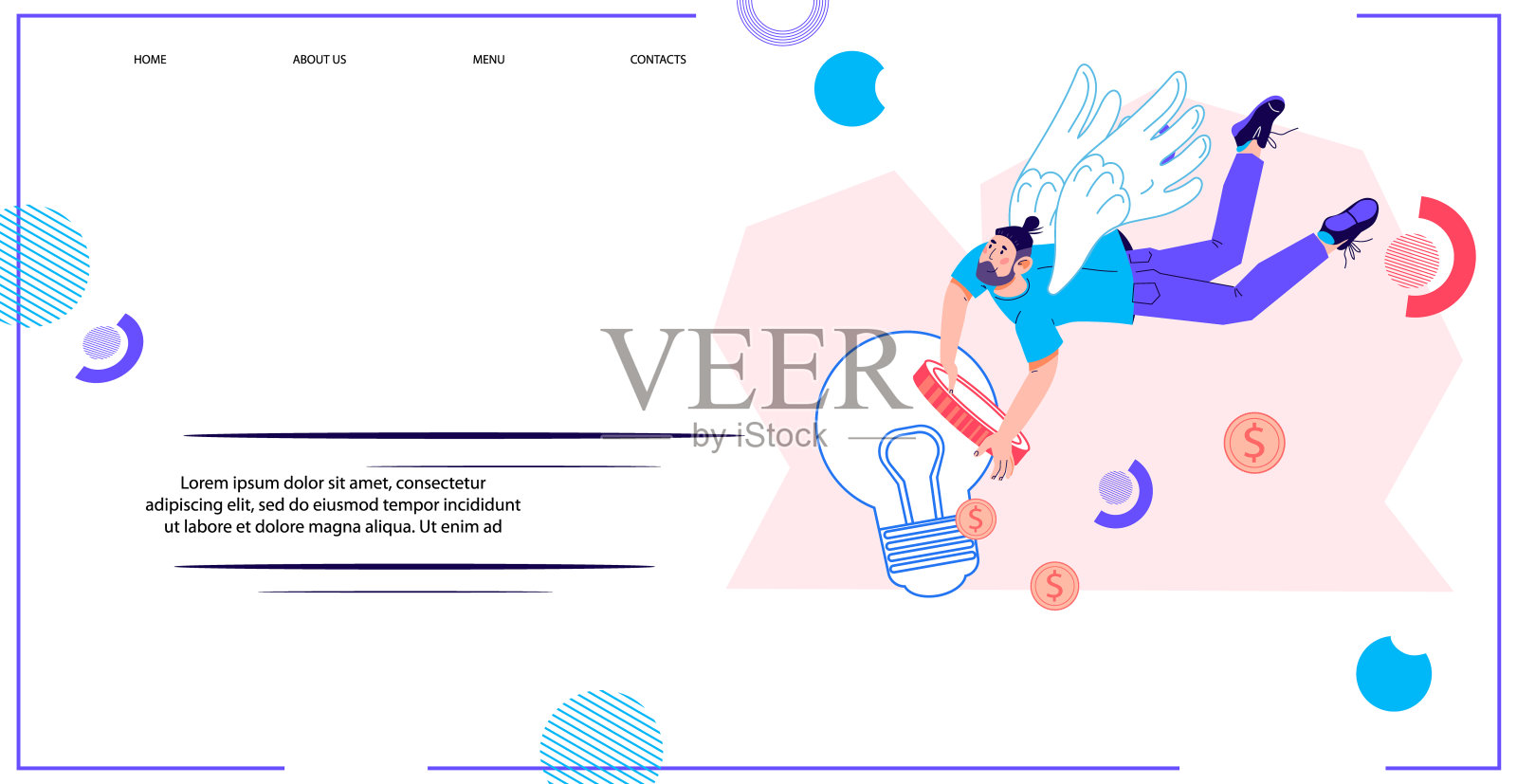 创业投资支持网页概念，平面矢量。插画图片素材