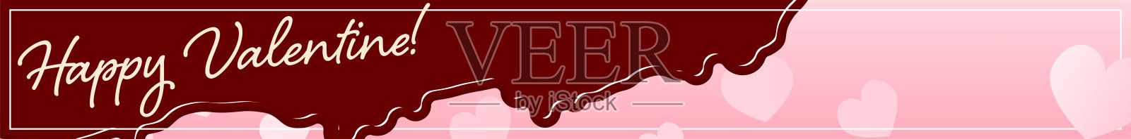 情人节横幅，粉色心形背景，滴巧克力，728x90设计模板素材