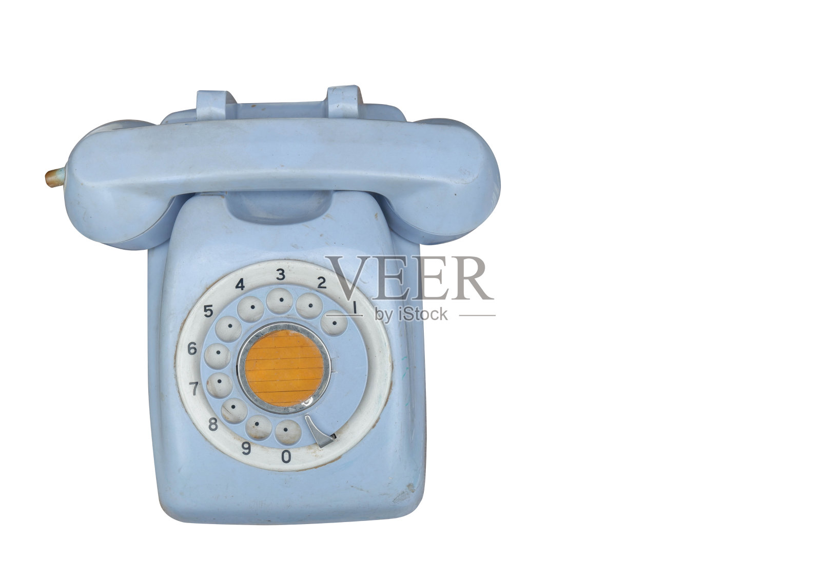 顶视图蓝色和白色的电话在白色的背景，对象，复古，复古，时尚，装饰，复制空间照片摄影图片