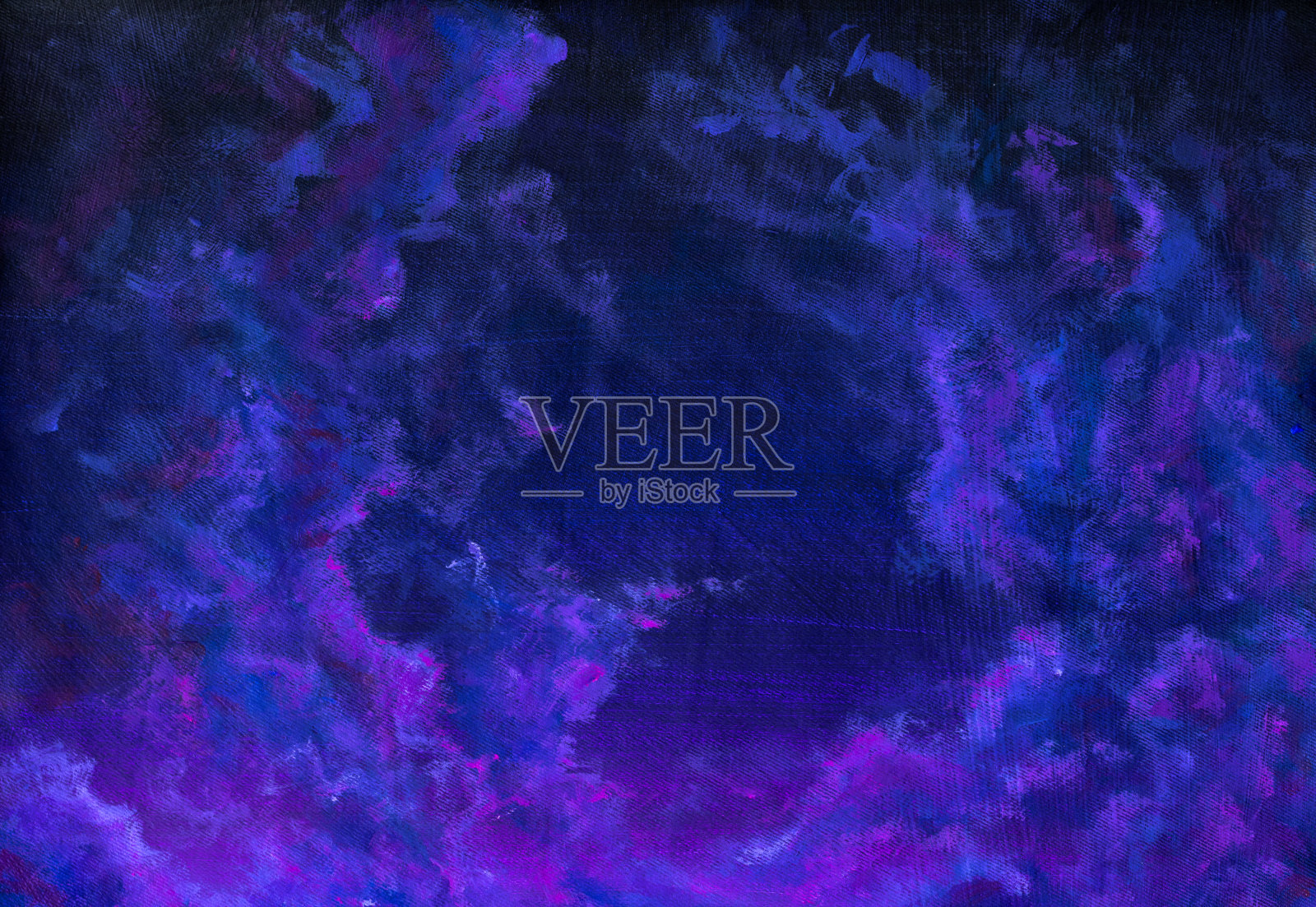 天鹅绒紫罗兰云在星空艺术作品的背景画在画布上。现代艺术插画图片素材