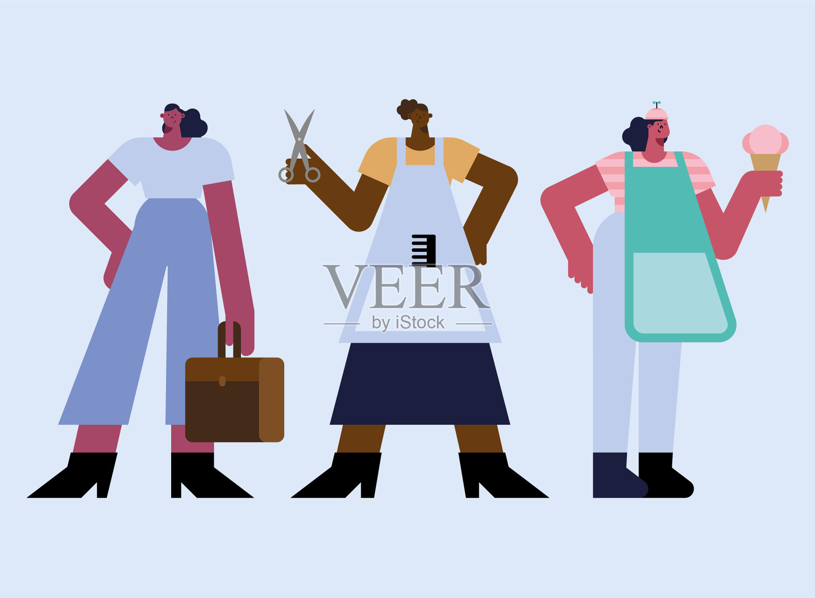 非裔美国女工插画图片素材