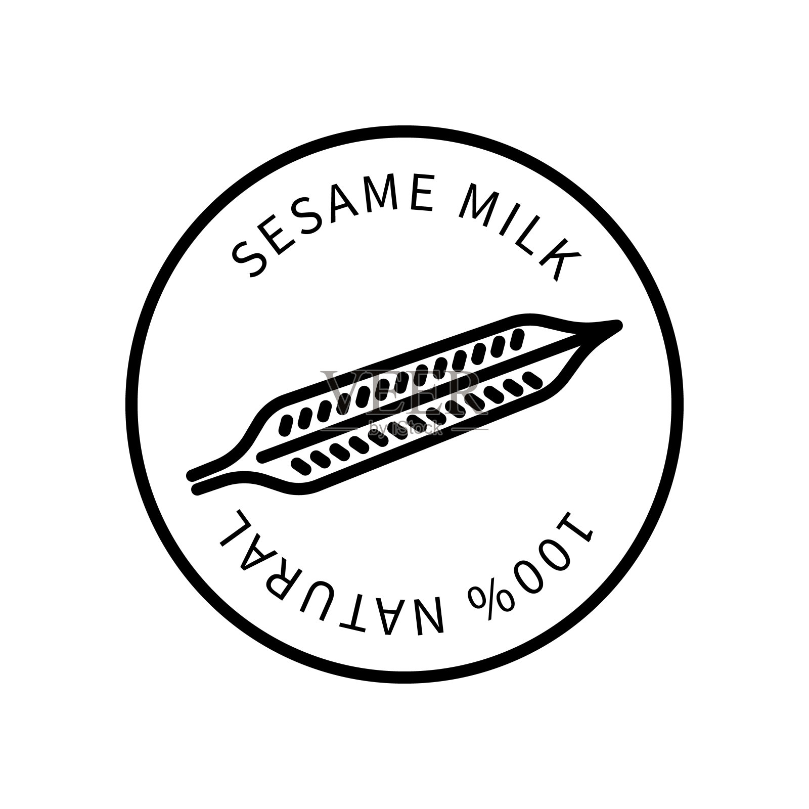 芝麻种子线图标在一个简单的风格。天然产品含有牛奶。矢量符号在一个简单的风格孤立在白色背景。插画图片素材