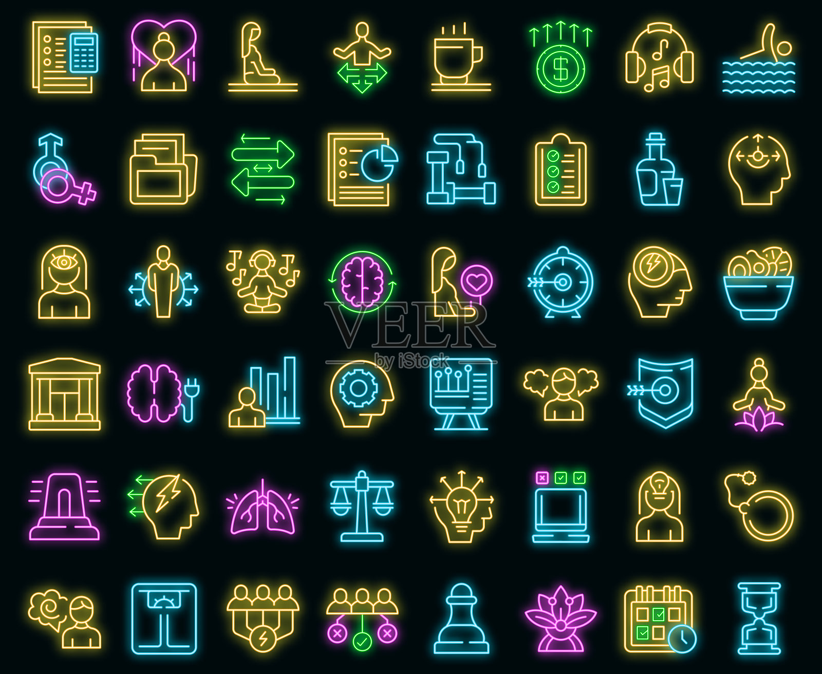 应对技能图标设置矢量霓虹图标素材
