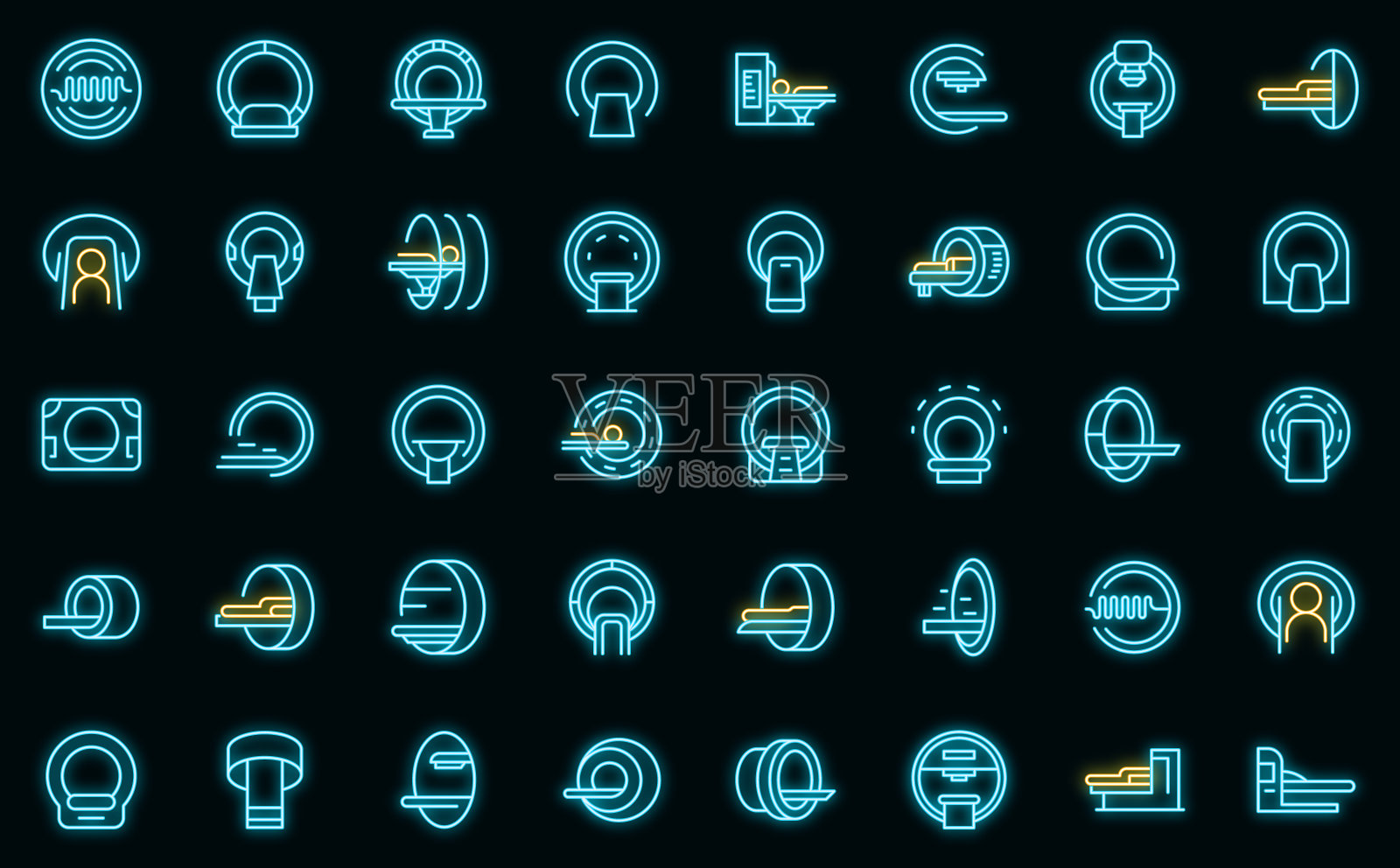 磁共振断层扫描图标设置向量氖图标素材