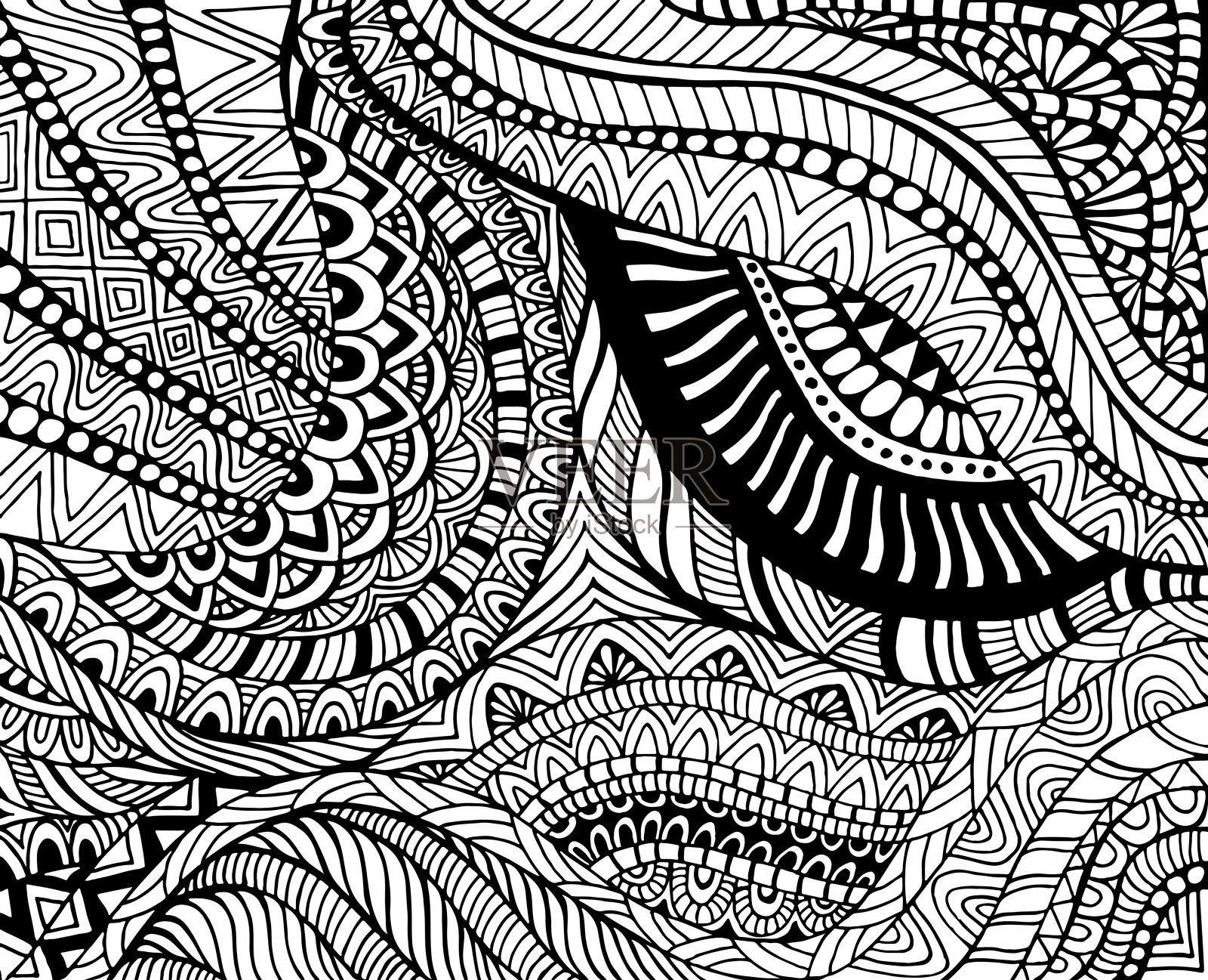 几何着色页抽象图案与迷宫装饰。插画图片素材