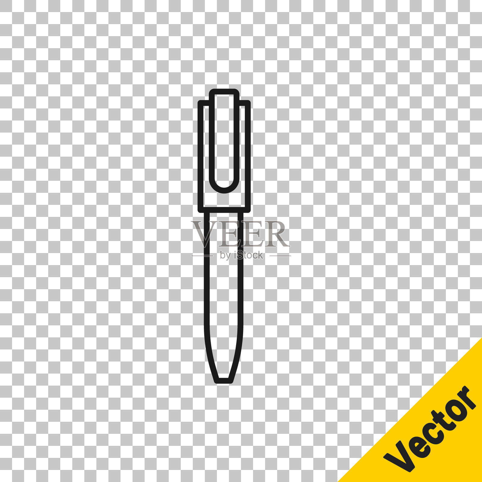 黑线笔图标孤立的透明背景。向量插画图片素材