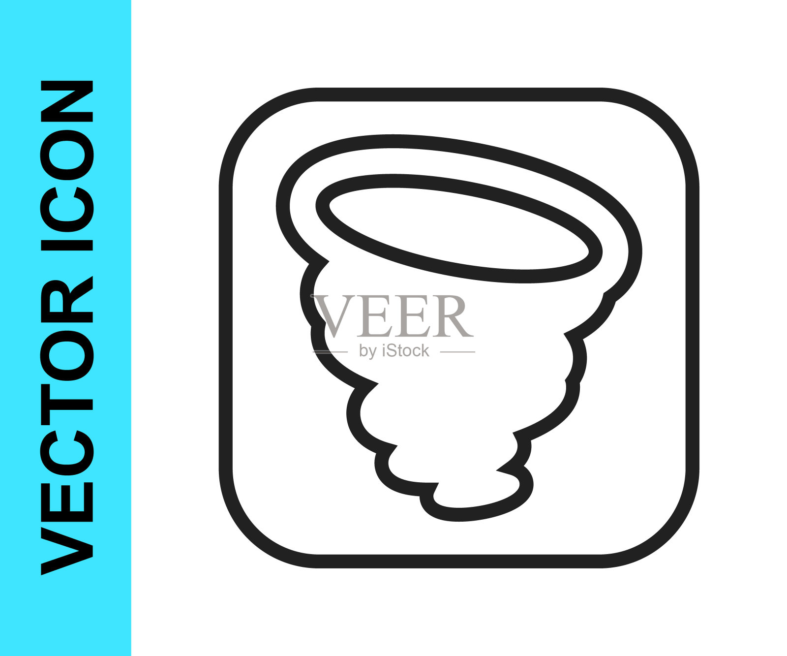 黑线龙卷风图标孤立在白色背景。旋风，旋风，风暴漏斗，飓风风或龙卷风天气图标。向量图标素材