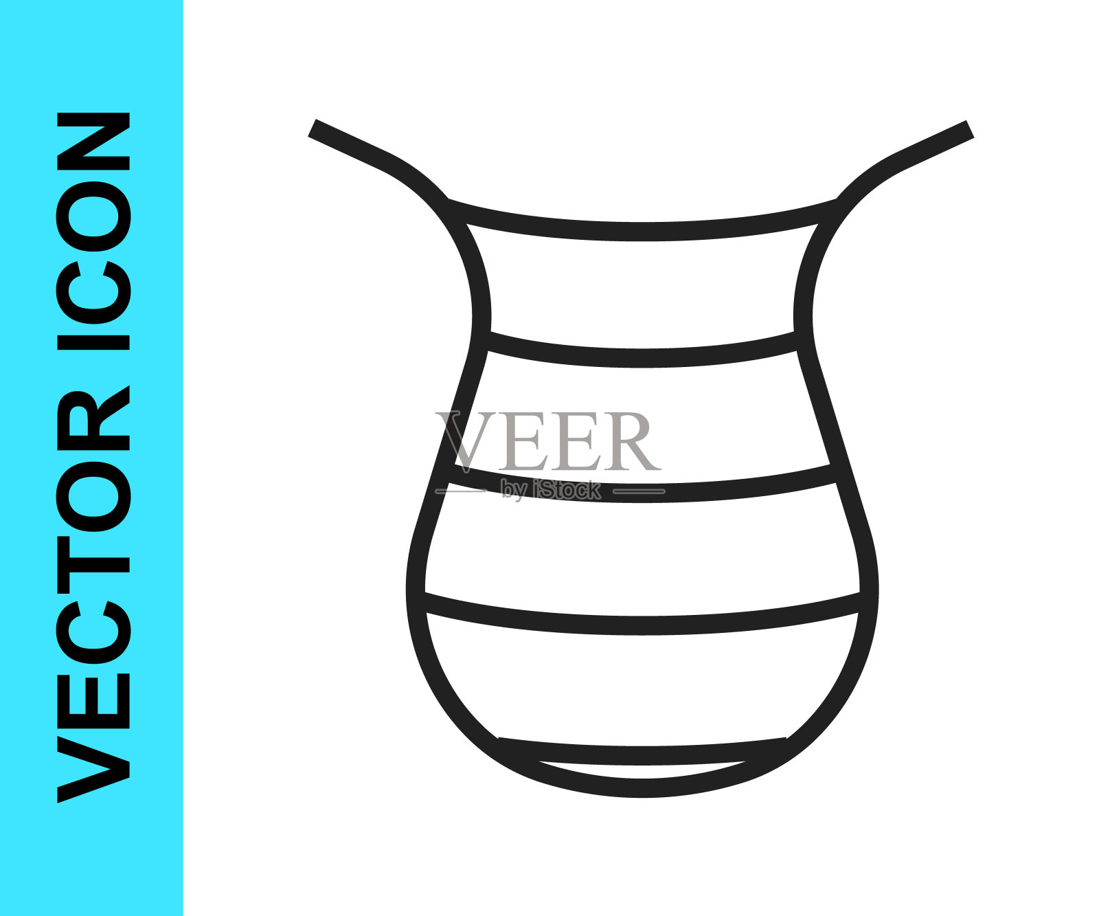 黑色线渔网图标孤立在白色背景。渔具。向量图标素材
