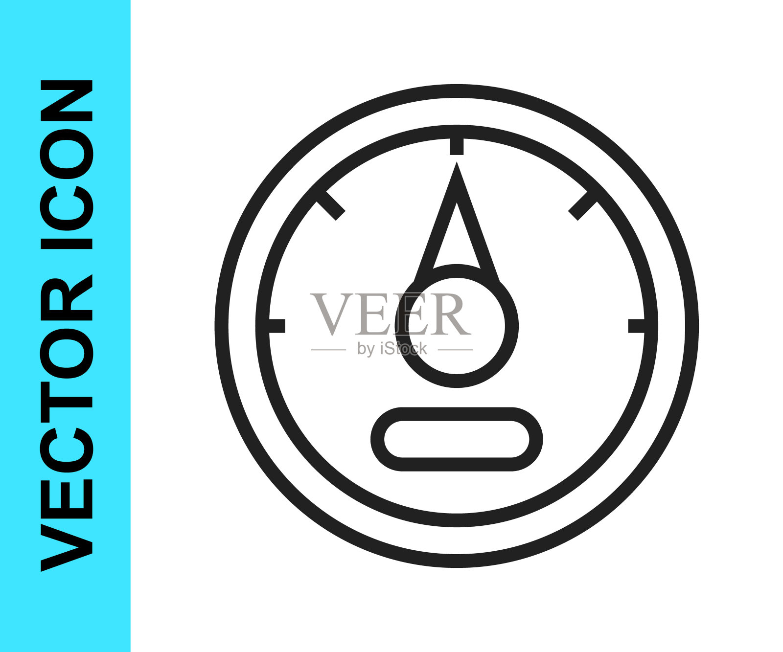 黑线汽车汽油表图标孤立在白色背景。空油量表。加满。向量图标素材