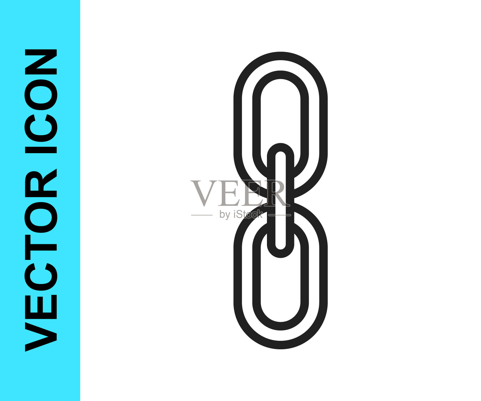 黑线链链接图标孤立在白色背景。单一的链接。超链接链的象征。向量图标素材