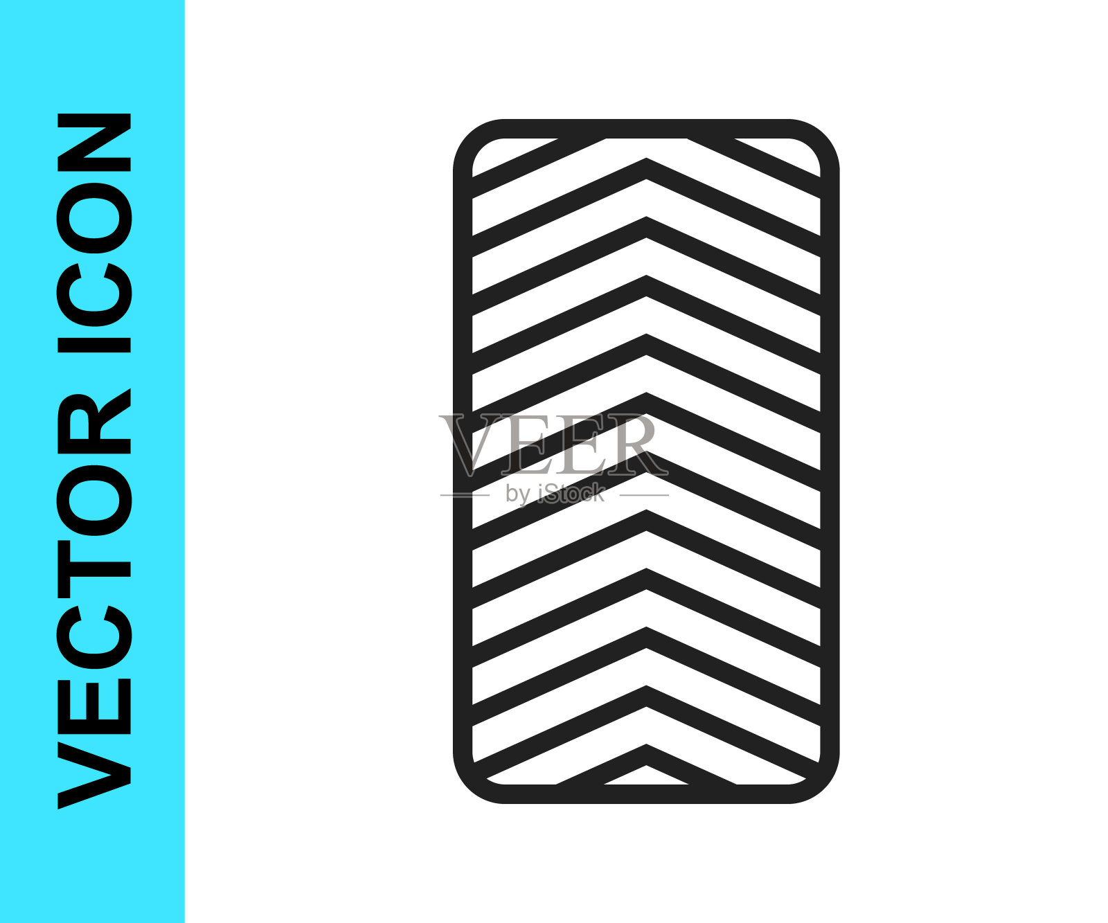 黑色线汽车轮胎车轮图标孤立在白色背景。向量图标素材