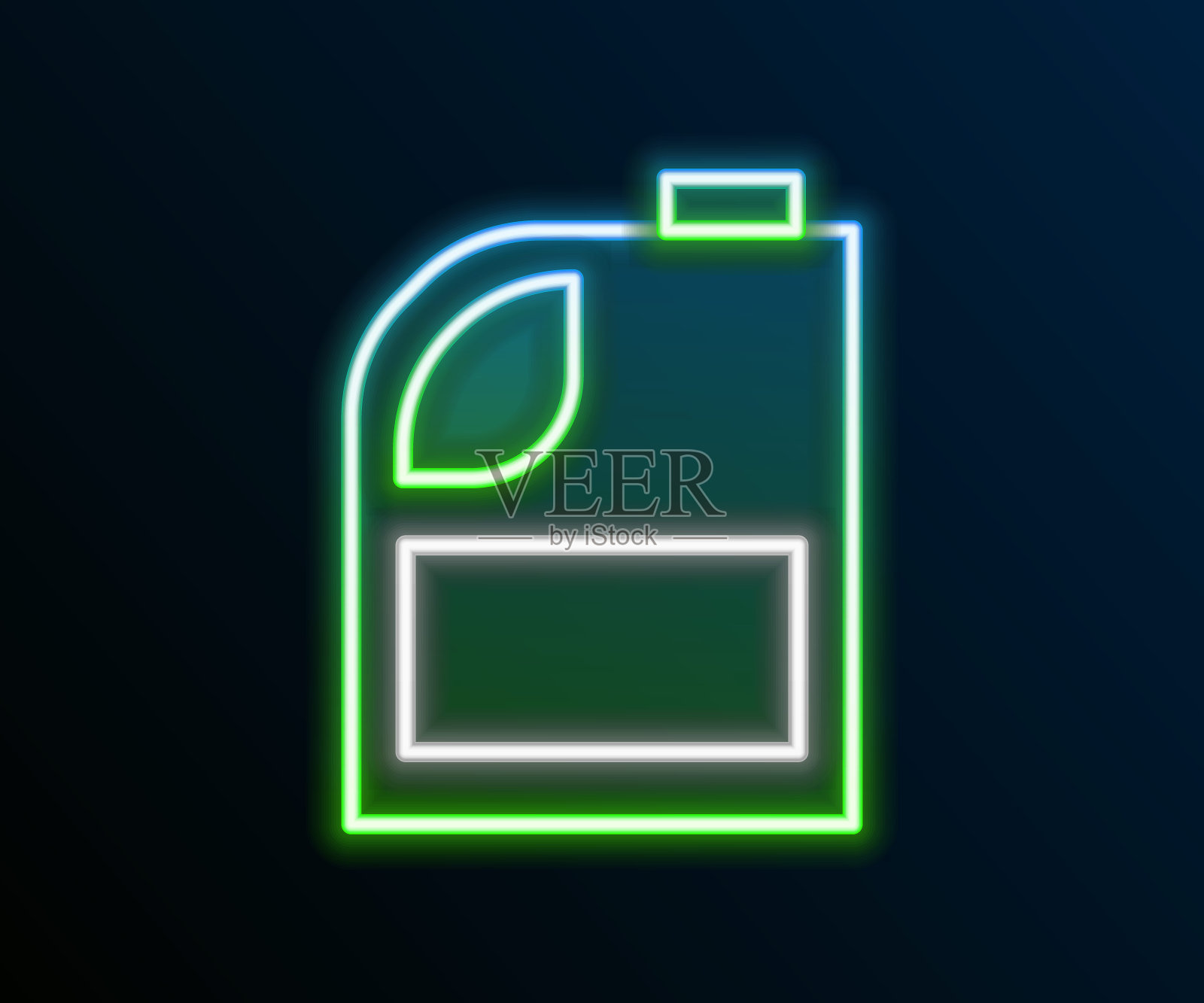 发光霓虹灯线罐内电机机油图标孤立在黑色背景。油价每加仑。换油服务和维修。机油的迹象。色彩斑斓的轮廓的概念。向量插画图片素材