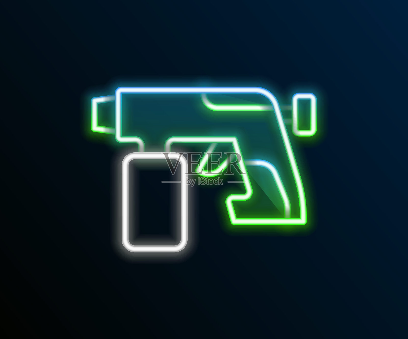 油漆喷枪图标孤立在黑色背景上。色彩斑斓的轮廓的概念。向量插画图片素材