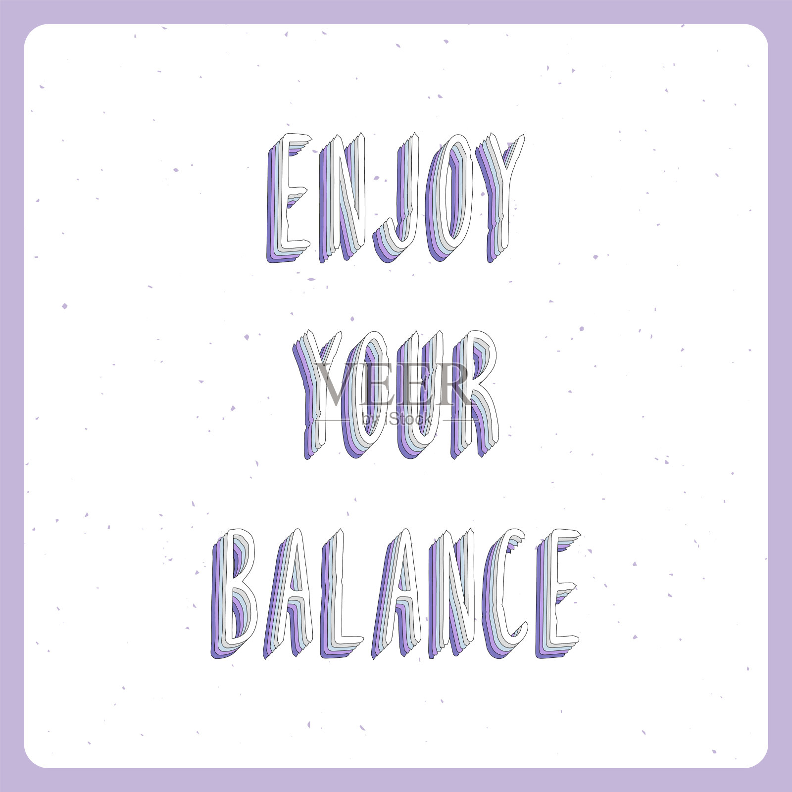 享受您的平衡手字母三维等距效果与彩虹图案插画图片素材