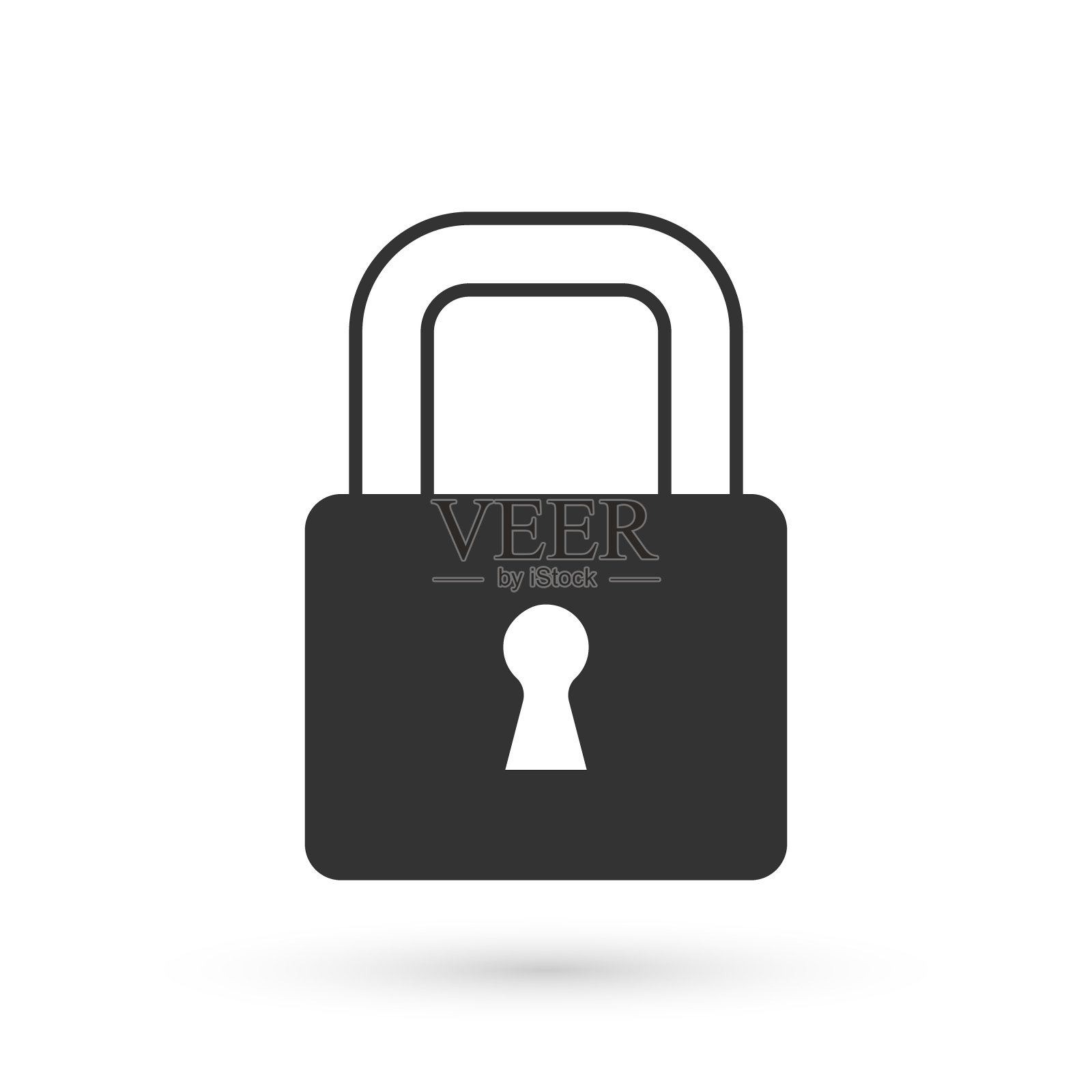 灰色锁定图标孤立在白色背景。挂锁的迹象。安全、安全、保护、隐私概念。向量插画图片素材