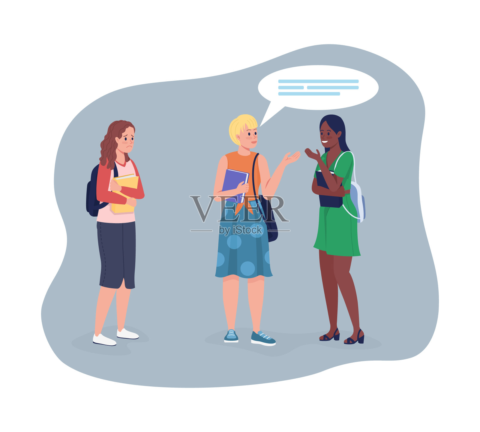 努力让好友在学校2D矢量孤立的插图插画图片素材