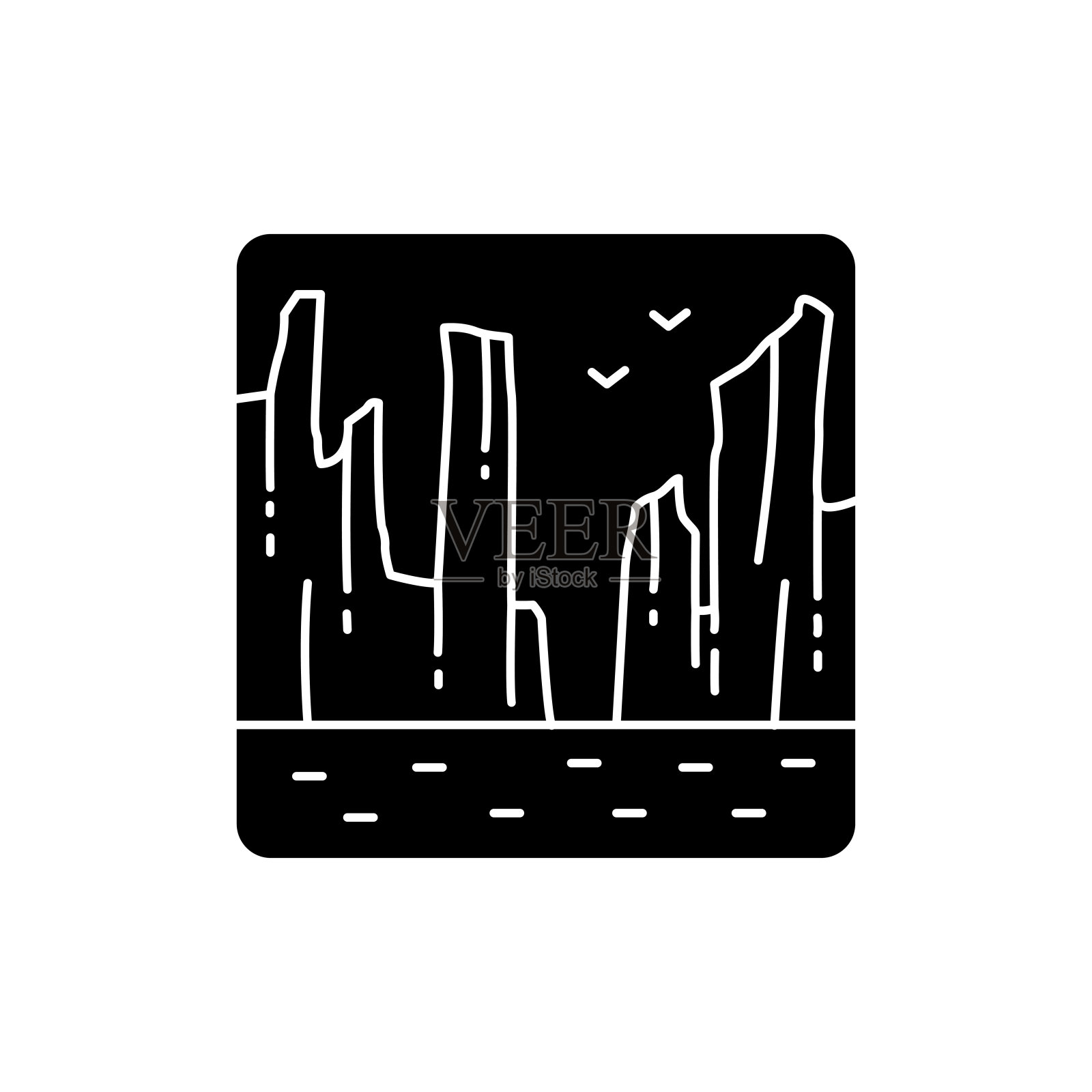 峡谷线彩色图标。孤立的向量元素。大纲象形图插画图片素材