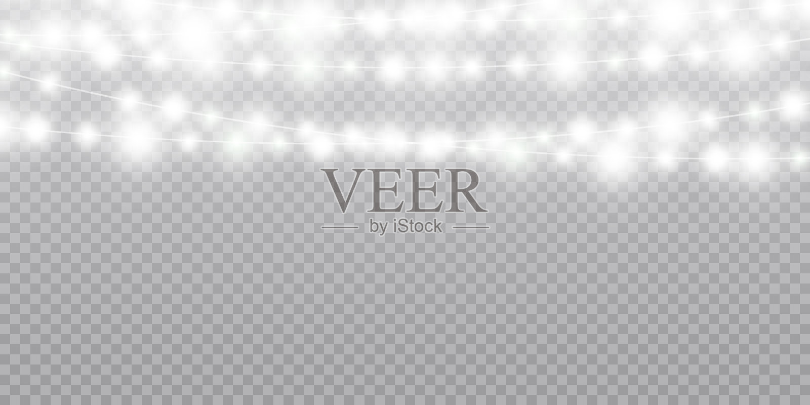 圣诞灯孤立现实的设计元素。发光的圣诞节日卡片，横幅，海报，网页设计。花环PNG插画图片素材