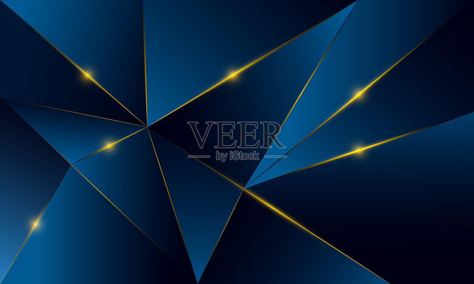 抽象的蓝色多边形三角形图案背景灯光效果豪华风格。插画图片素材