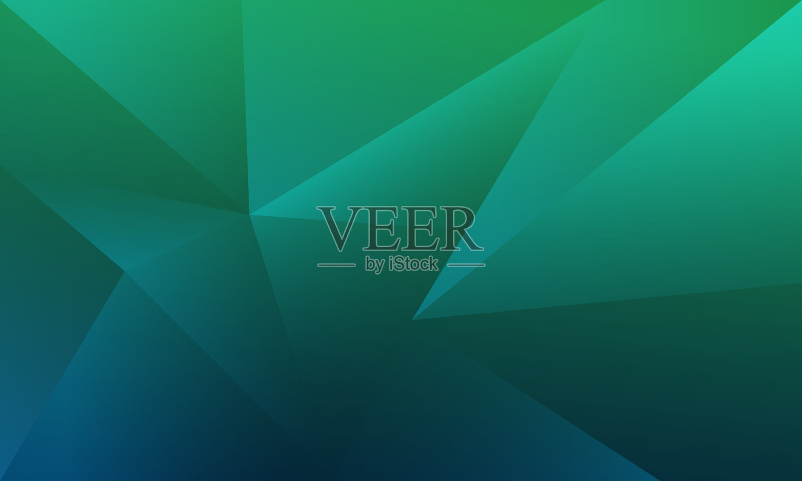抽象深蓝色和绿色多边形三角形形状图案背景。插画图片素材