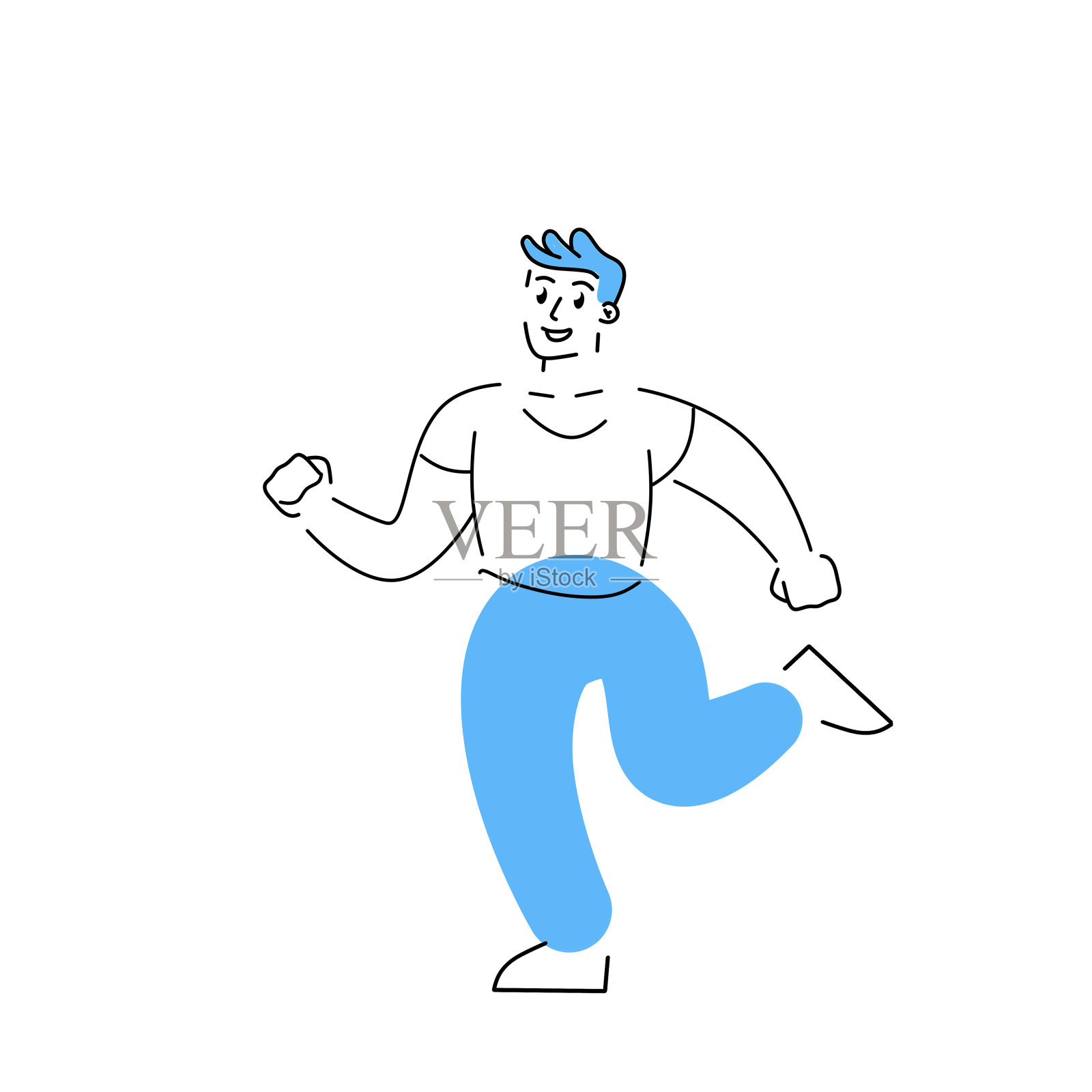 人跑了。运动和健康的生活方式。几何形状的特征。现代时髦的轮廓卡通孤立在白色的背景插画图片素材