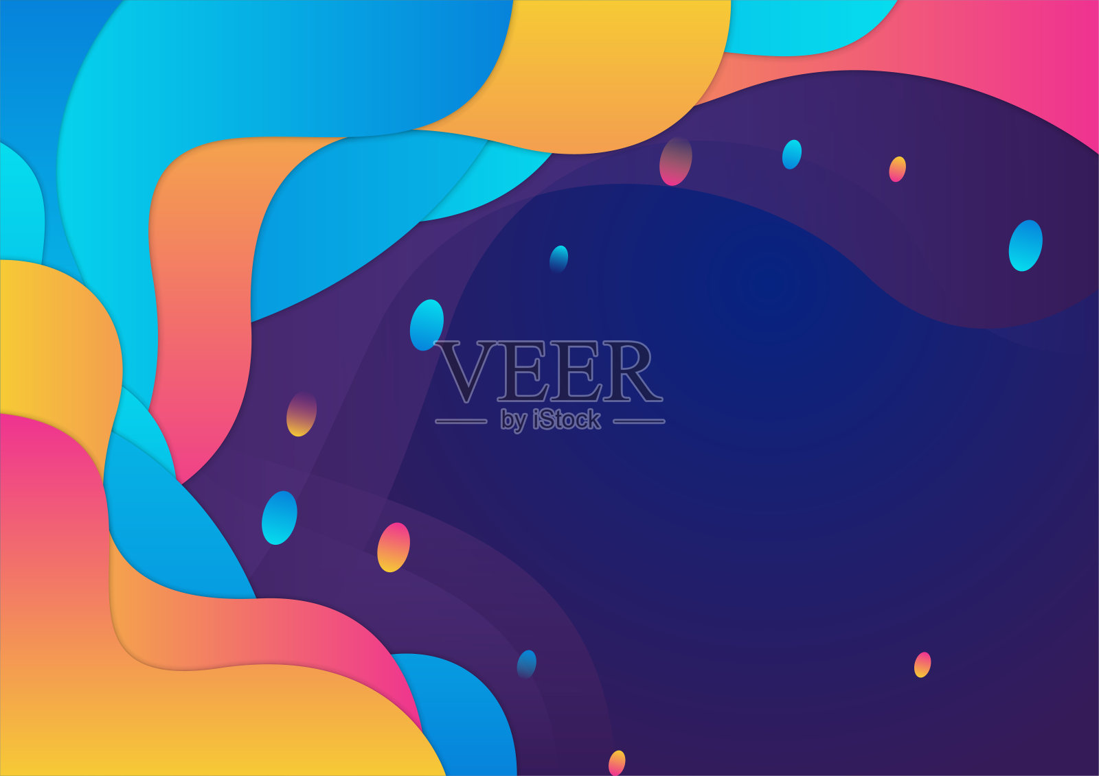 现代简约色彩抽象波浪背景。矢量抽象图形设计横幅图案背景模板。插画图片素材