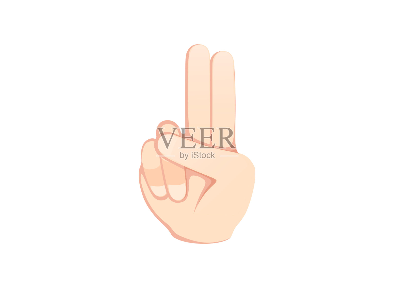 手点与两个手指图标。手势表情插图。设计元素图片