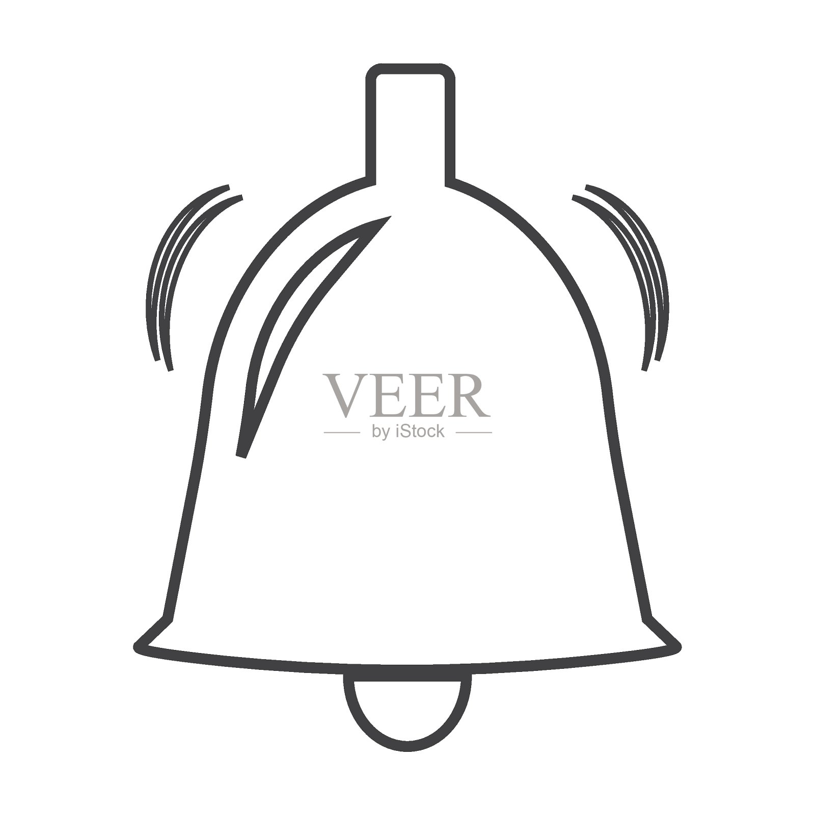 钟形标志，白色背景上的细矢量图标插画图片素材