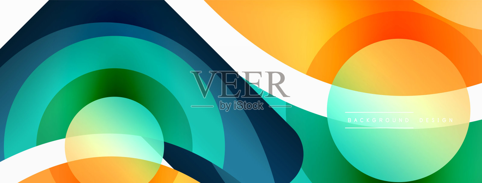 创造性的几何壁纸。最小的抽象背景。圆形波浪和圆形组成矢量插画壁纸横幅背景或着陆页插画图片素材