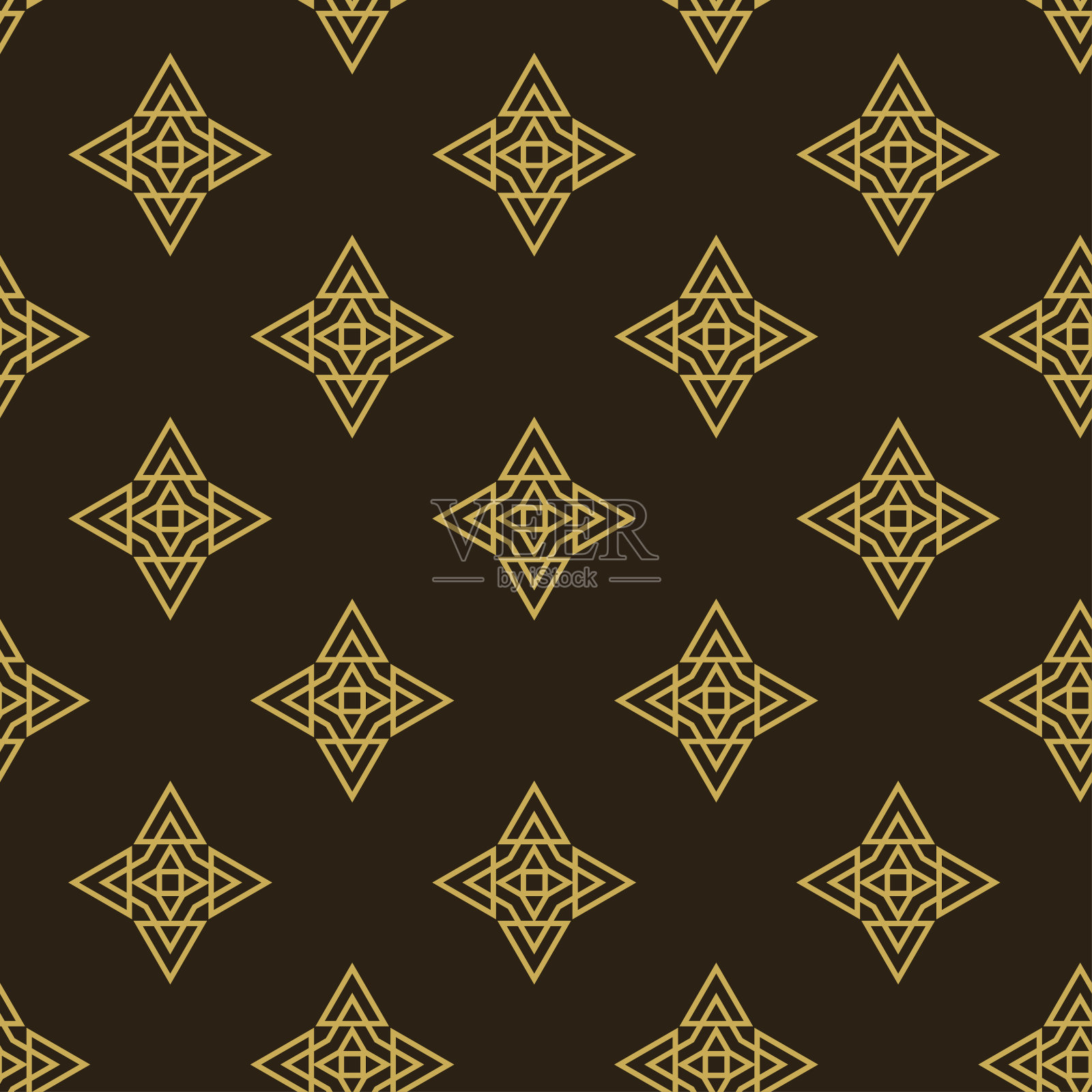 背景图像与金色装饰星在黑色的背景为您的设计。无缝背景壁纸，纹理。矢量插图。插画图片素材