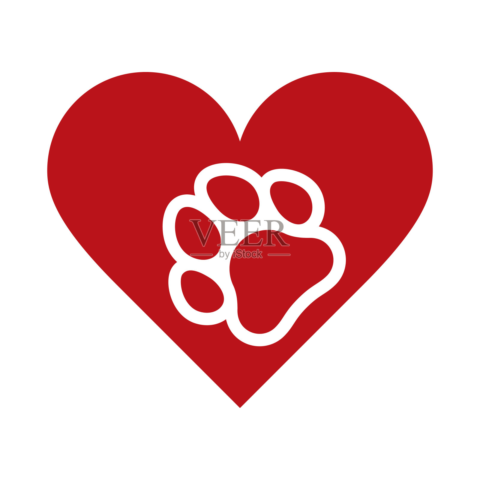 宠物爪子印在心上插画图片素材