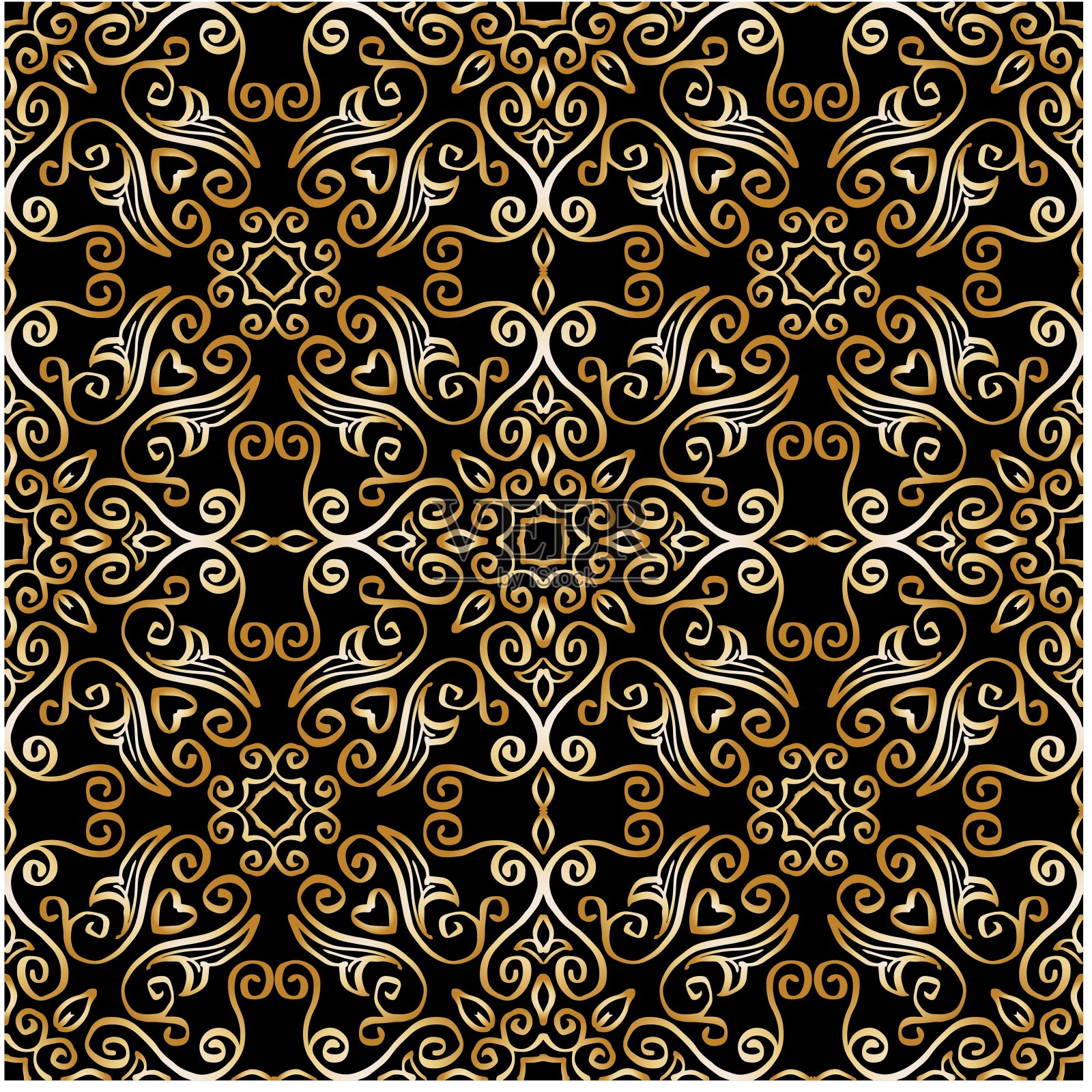 豪华无缝花纹花卉装饰插画图片素材