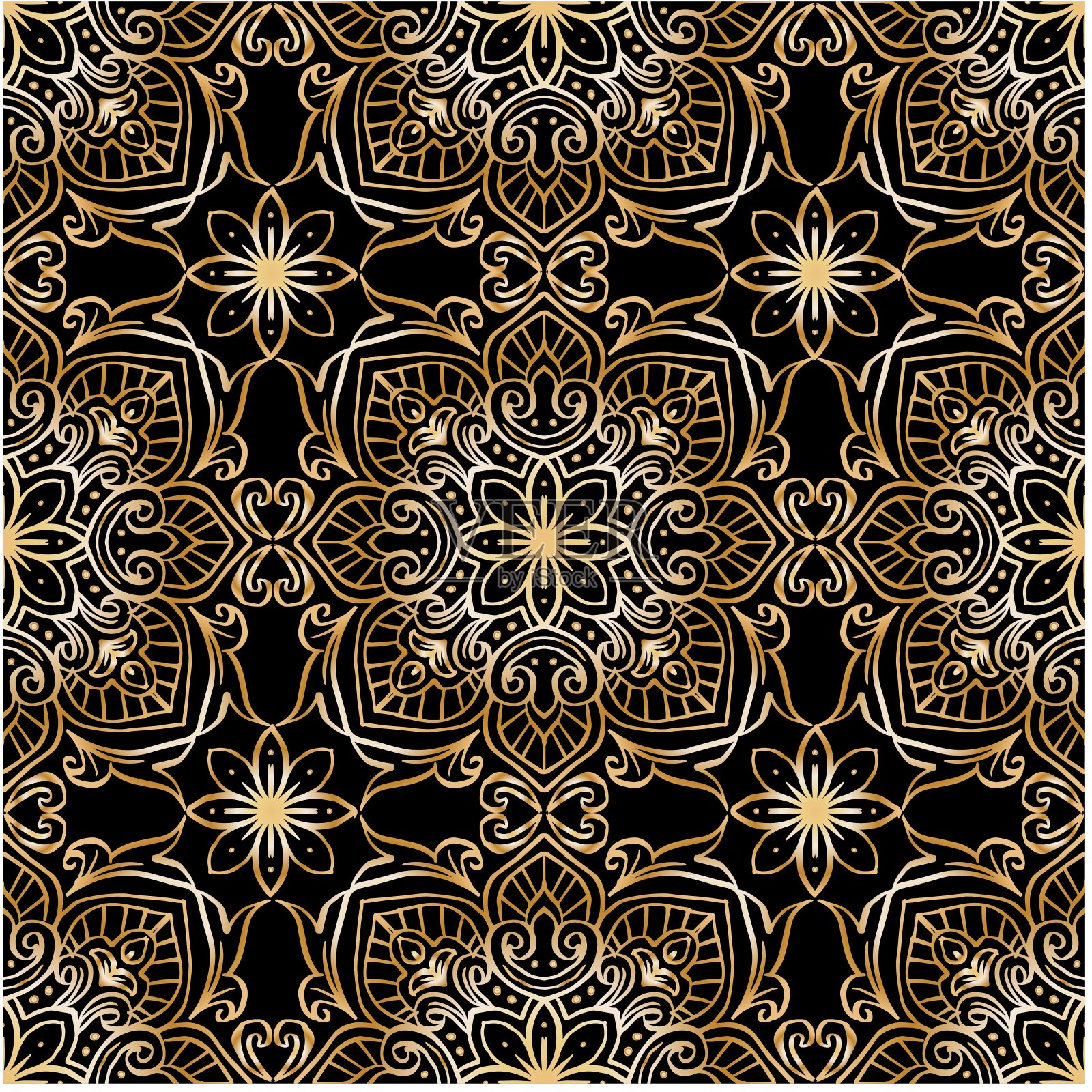 豪华无缝花纹花卉装饰插画图片素材