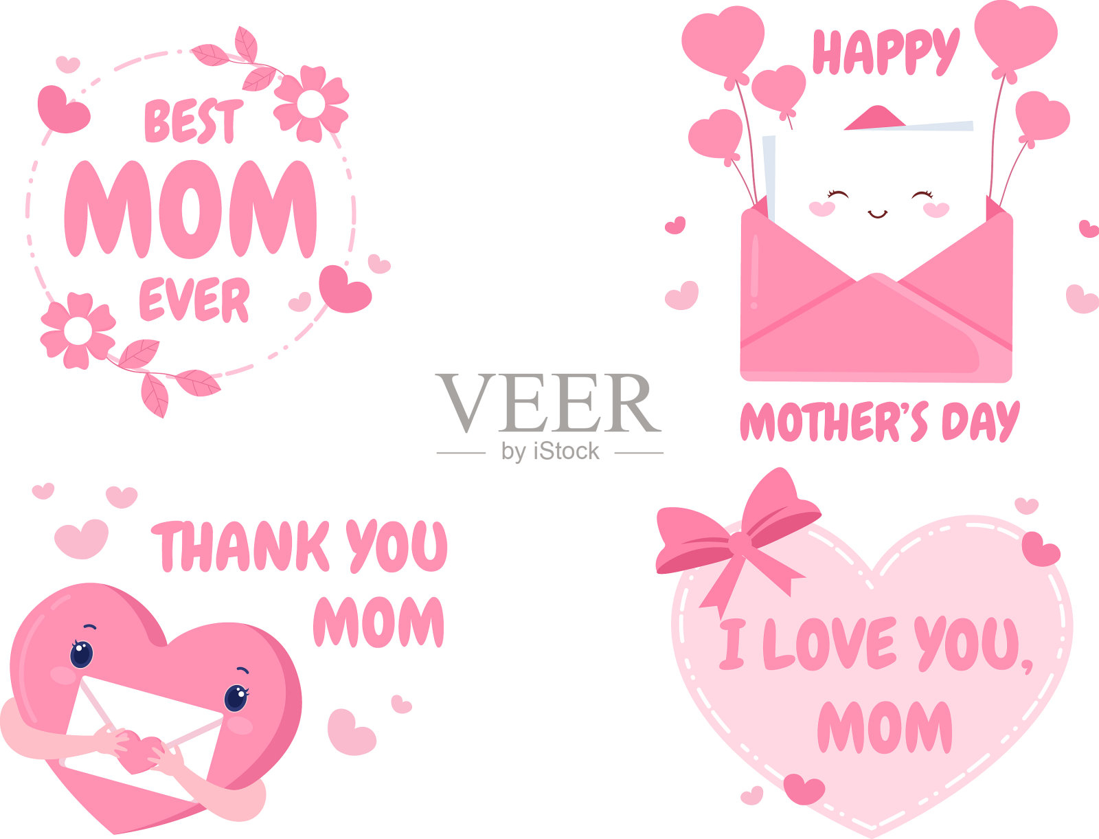 祝母亲节鲜花盛开，美丽无比插画图片素材