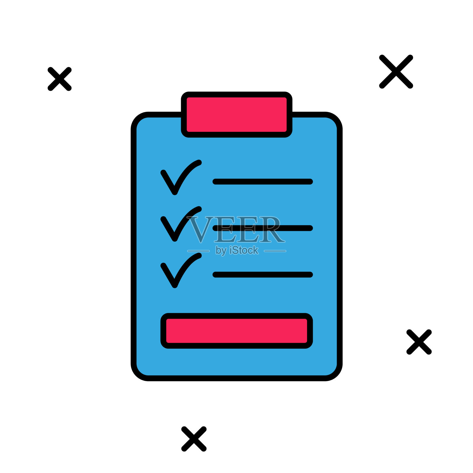 填充轮廓剪贴板与清单图标图标素材