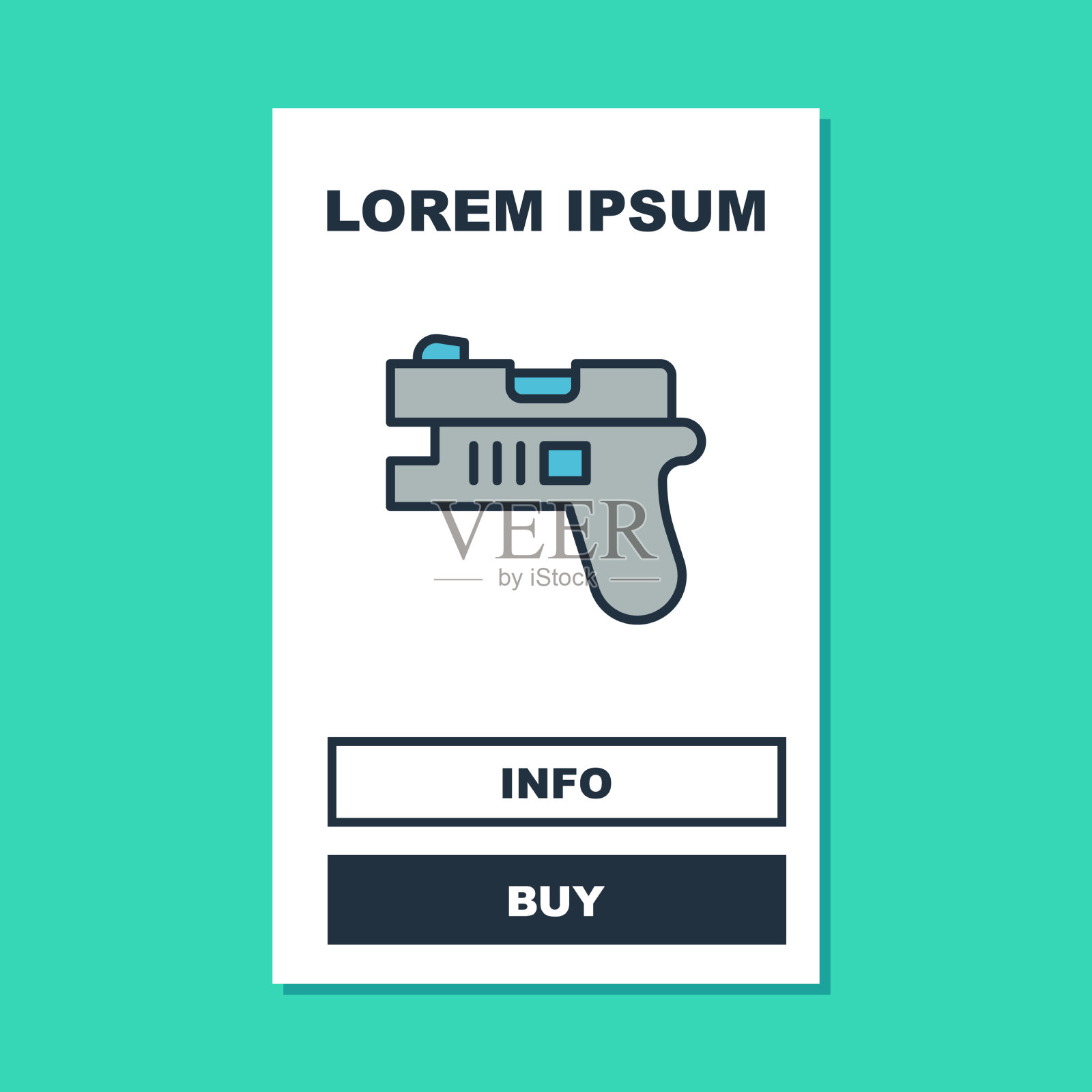 填充轮廓未来的太空枪爆破图标插画图片素材