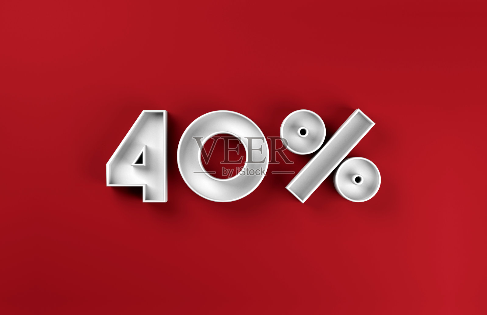 白色3D 40%折扣图标在红色背景照片摄影图片