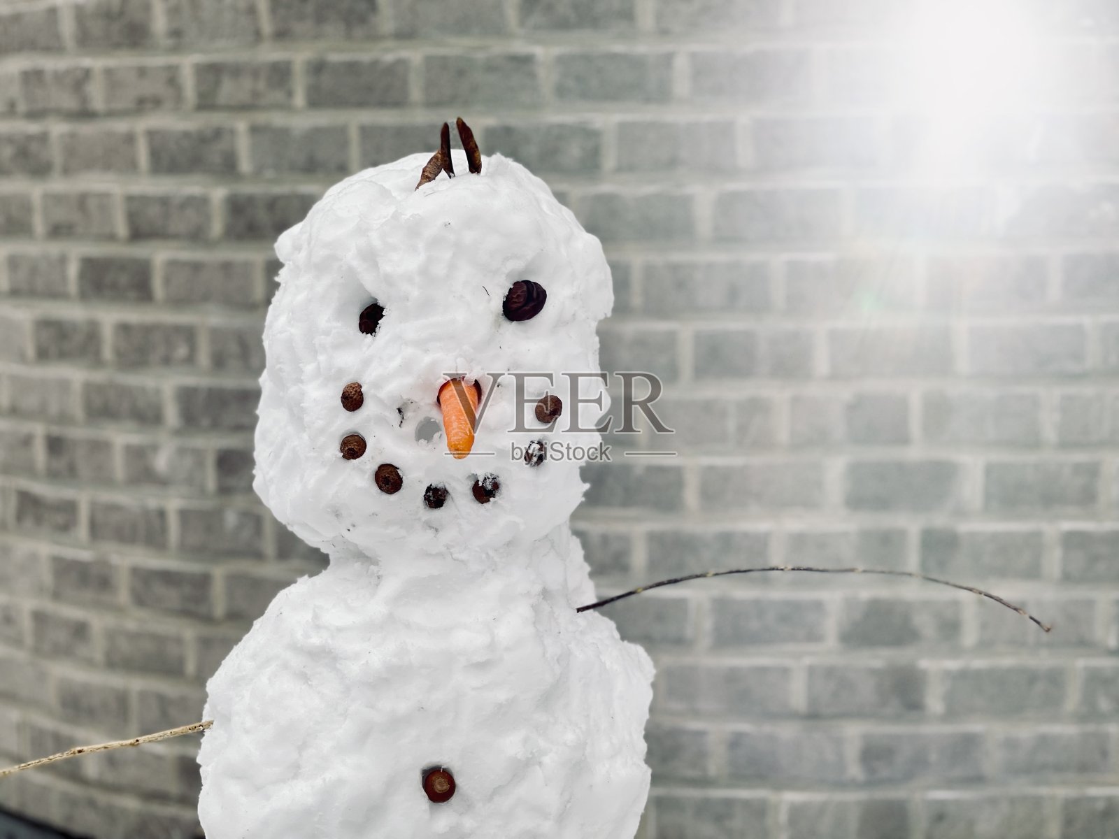 阳光下的雪人照片摄影图片