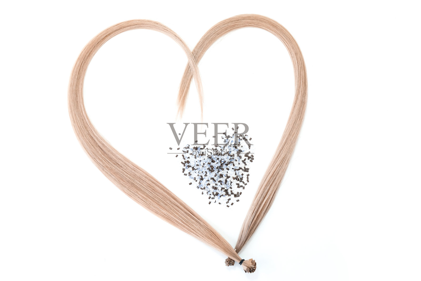 头发扩展工具。天然发丝，可延伸的胶囊照片摄影图片