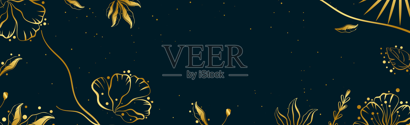 深蓝色全景艺术网络背景与黄金广告，明信片和设计-向量插画图片素材