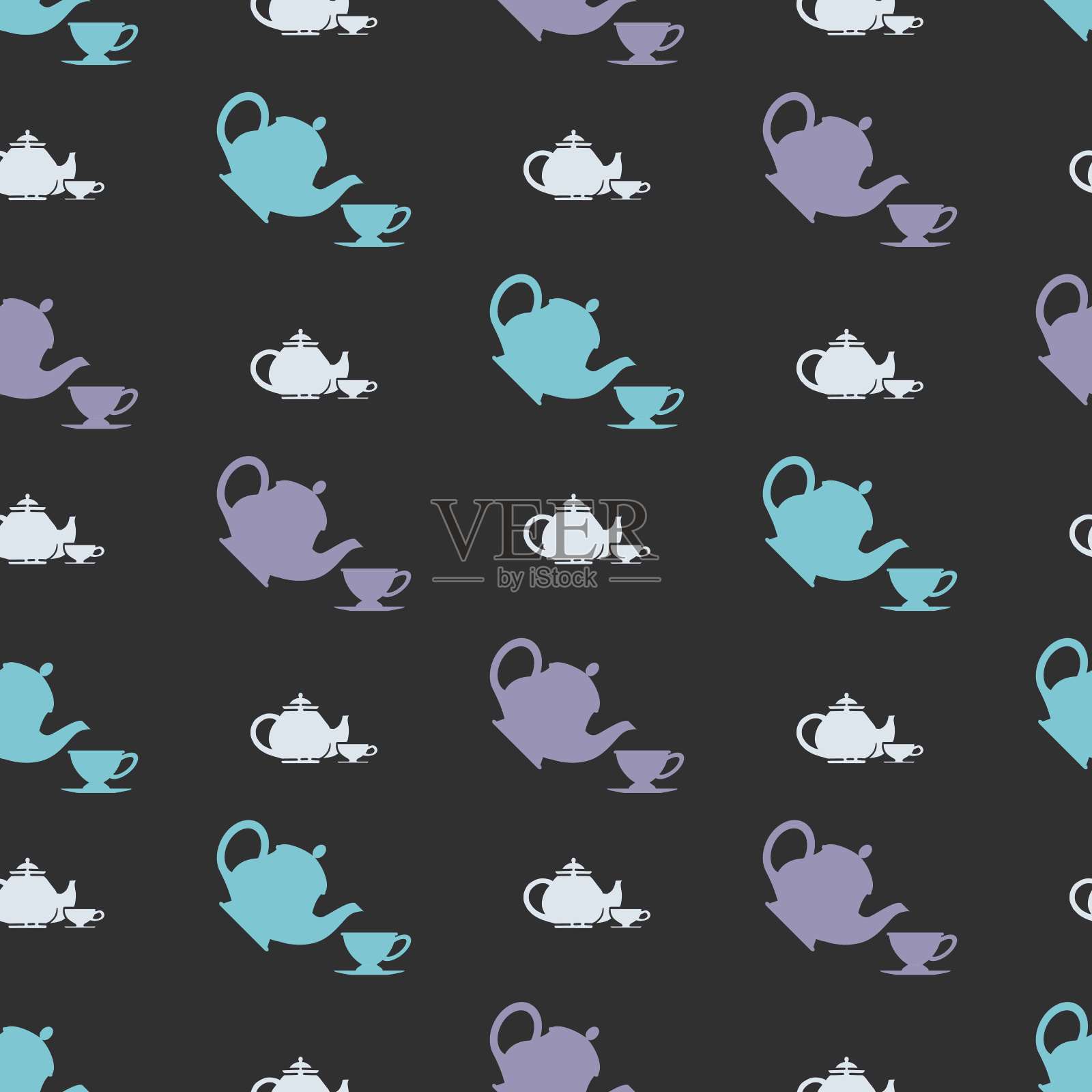 倒茶壶和喝它矢量图形无缝模式插画图片素材