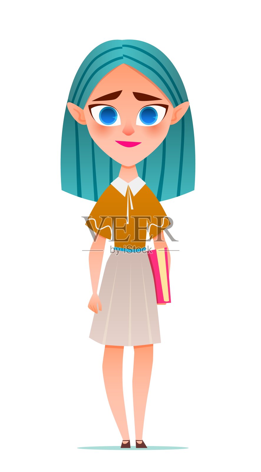 拿着一本书的女学生插画图片素材