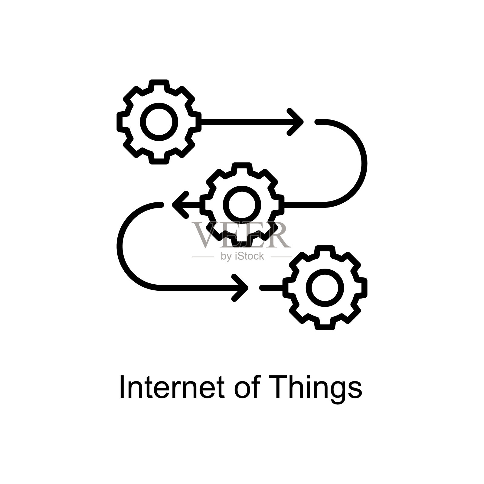 物联网矢量轮廓图标设计插图。数字化和工业符号在白色背景EPS 10文件插画图片素材