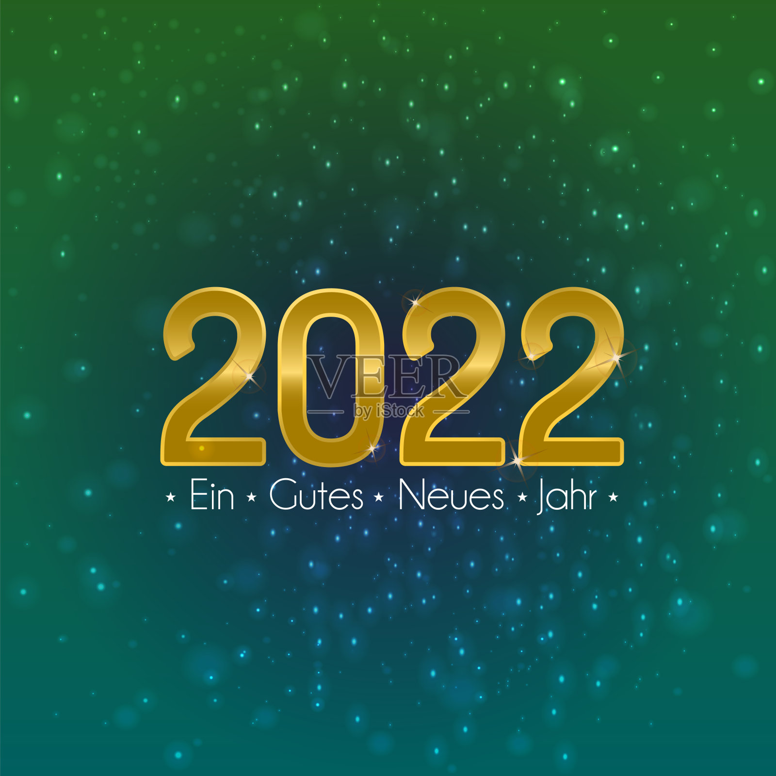 新年快乐2022金色字母与德语在照明和闪亮的背景矢量股票插图。插画图片素材